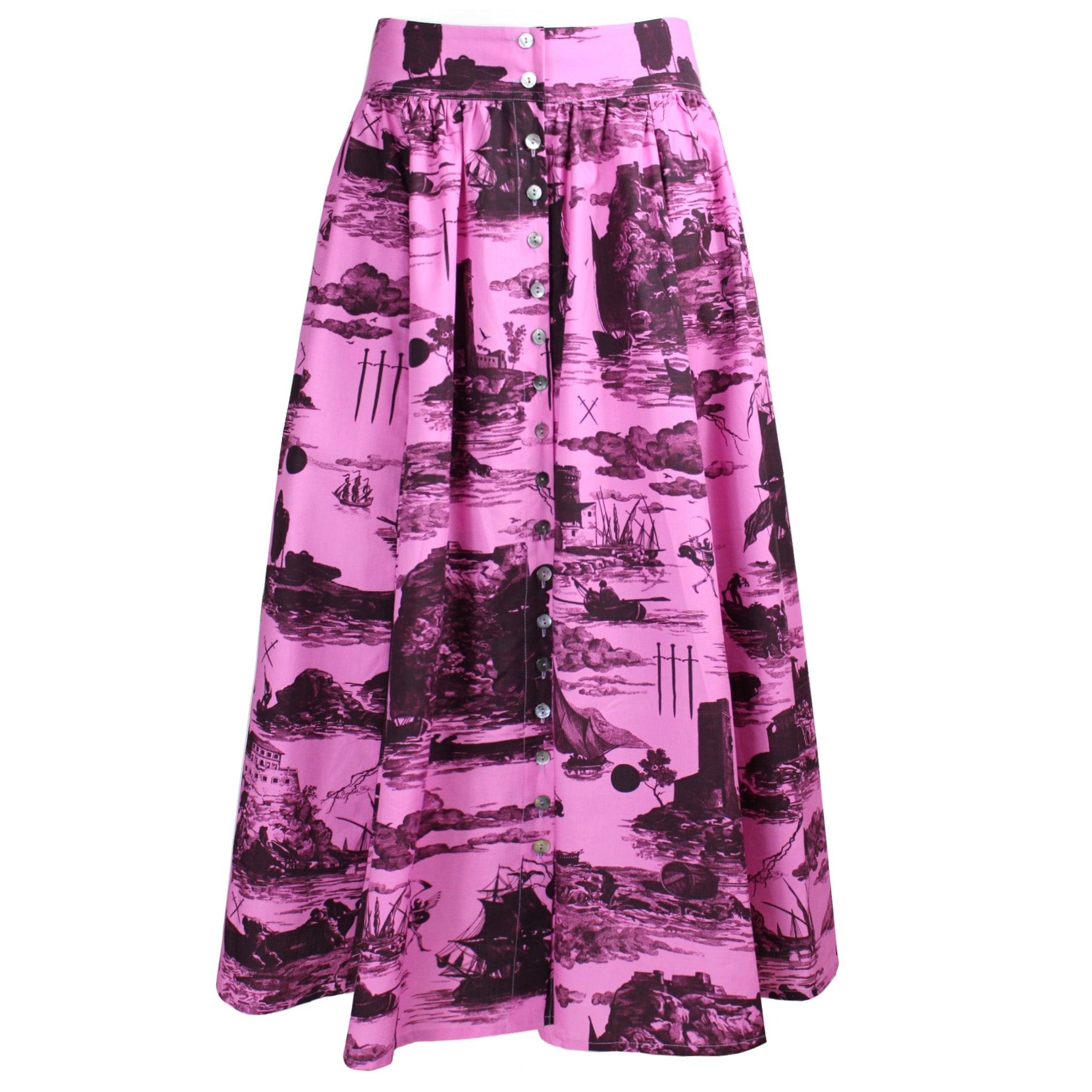 Women’s Pink / Purple Eddie Cotton Skirt Doomed Voyage Print In Sorbet & Port Small Klements