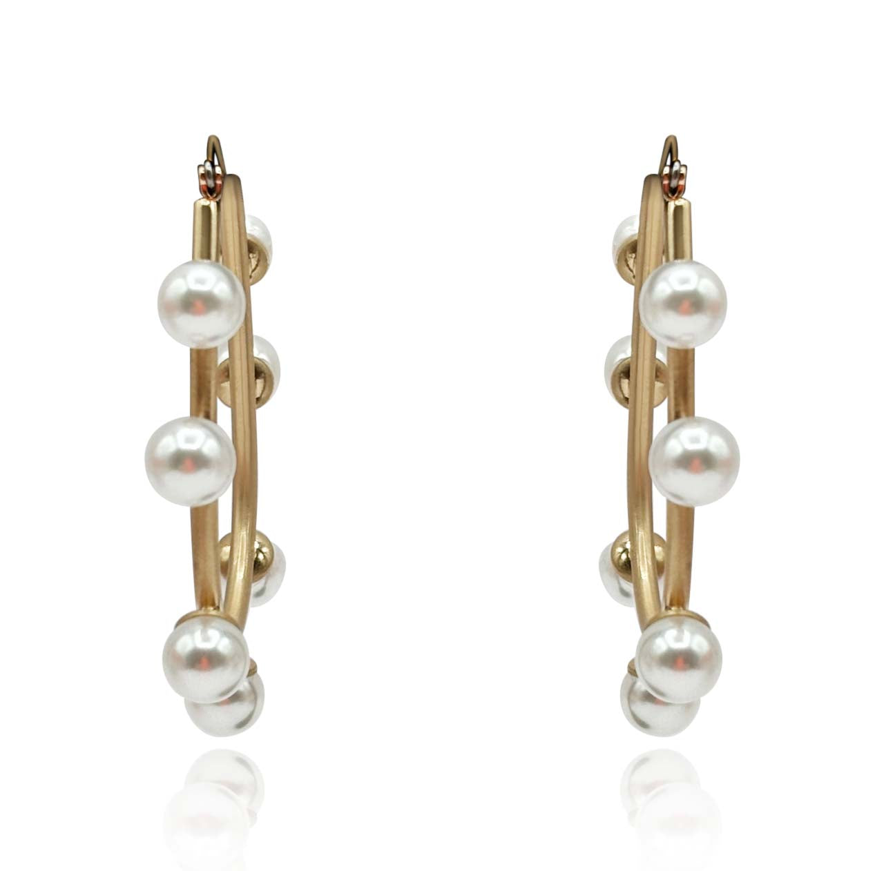 Michael Nash Jewelry Women's Gold And Pearl Hoop Earrings