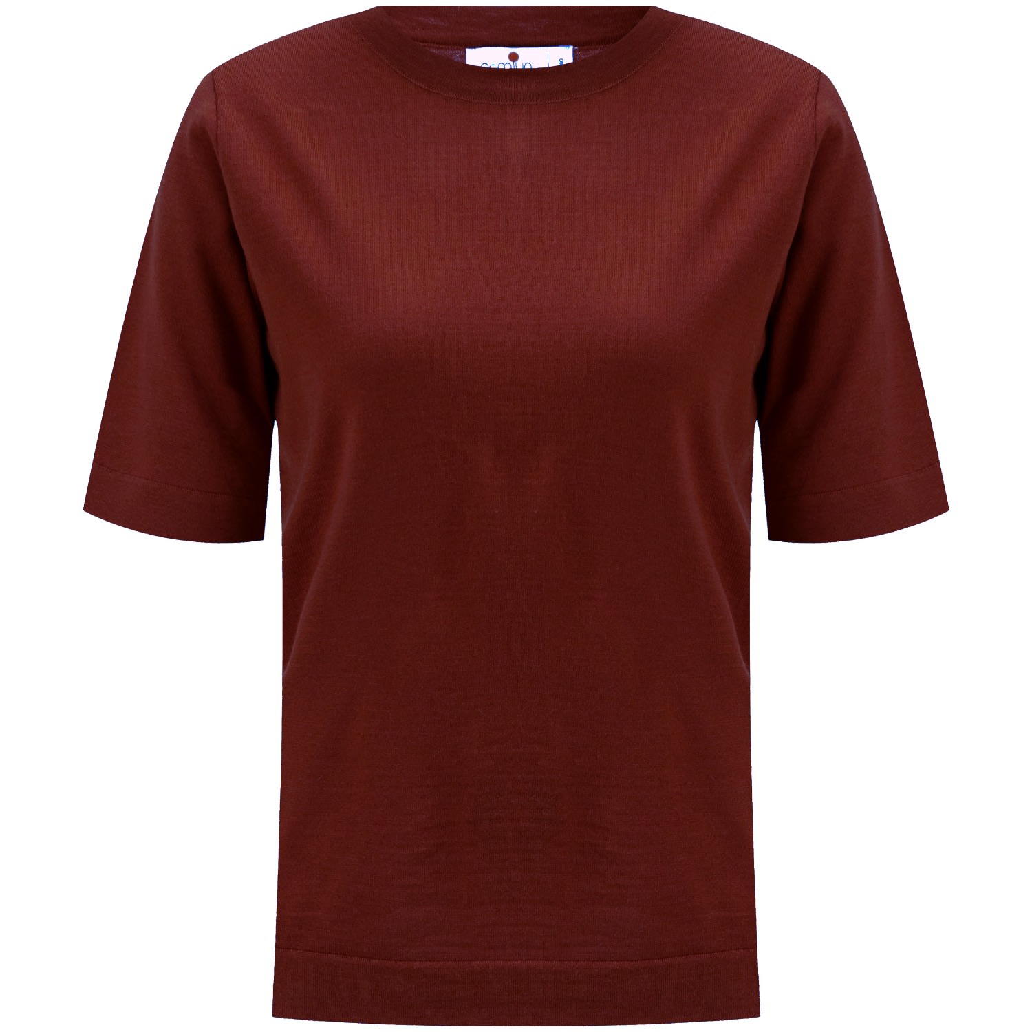 Women’s Brown Trine O-Neck Fine Knit Merino Wool T-Shirt - Burnt Umber Small Peraluna