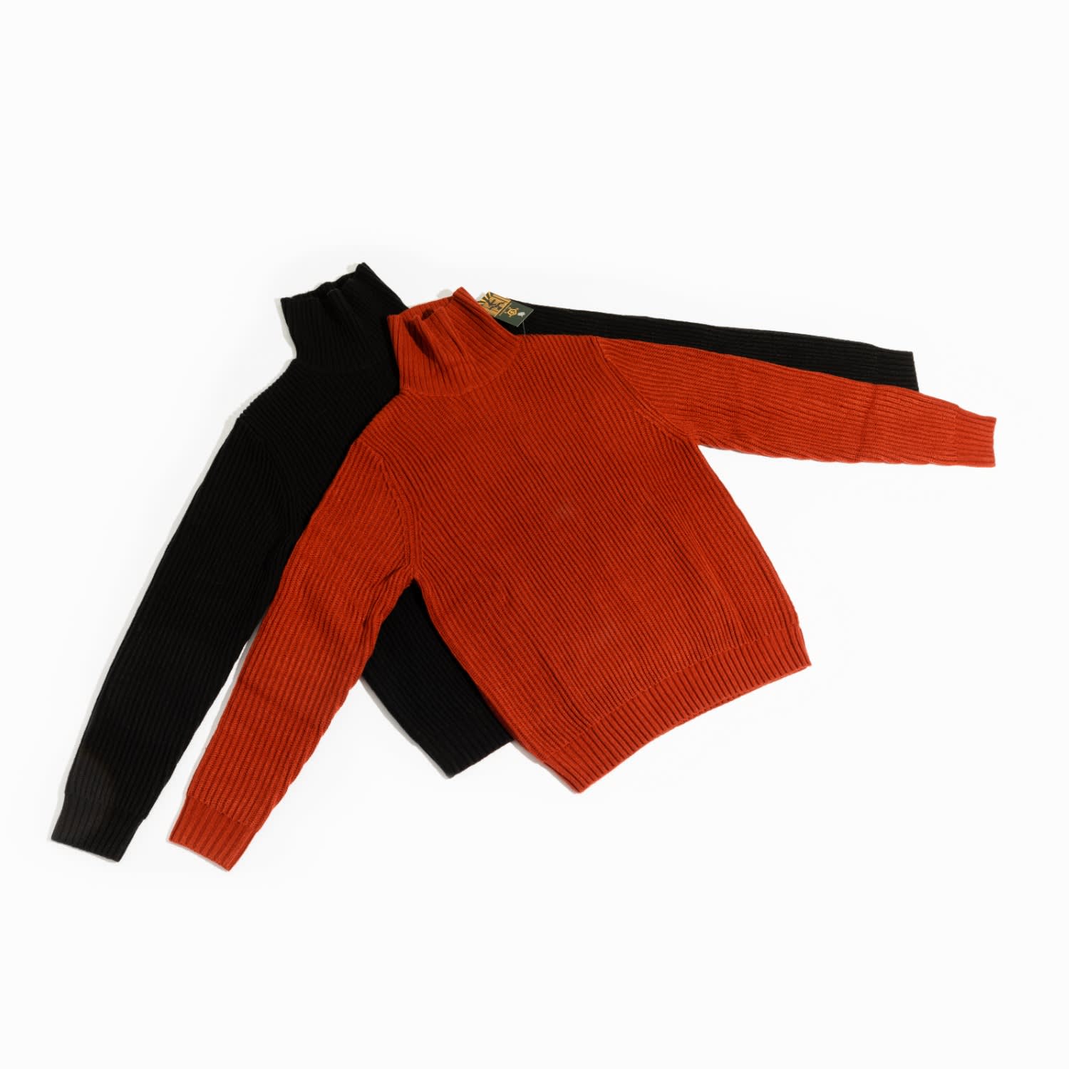 Chuks Collins Men's Black - Turtle Neck Sweater -  Diffusion Collection  - Tasou  - The Athletic Side In Brown/yellow/orange