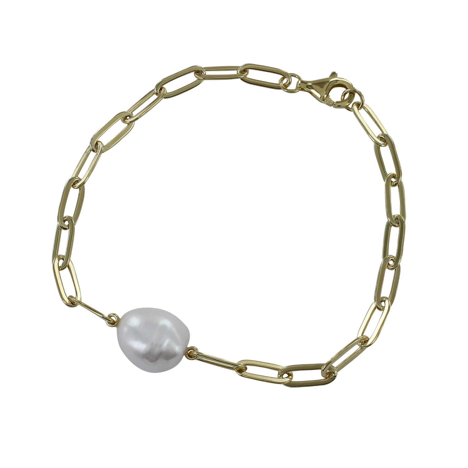 Women’s Silver / Gold Pearl Paperclip Bracelet Reeves & Reeves