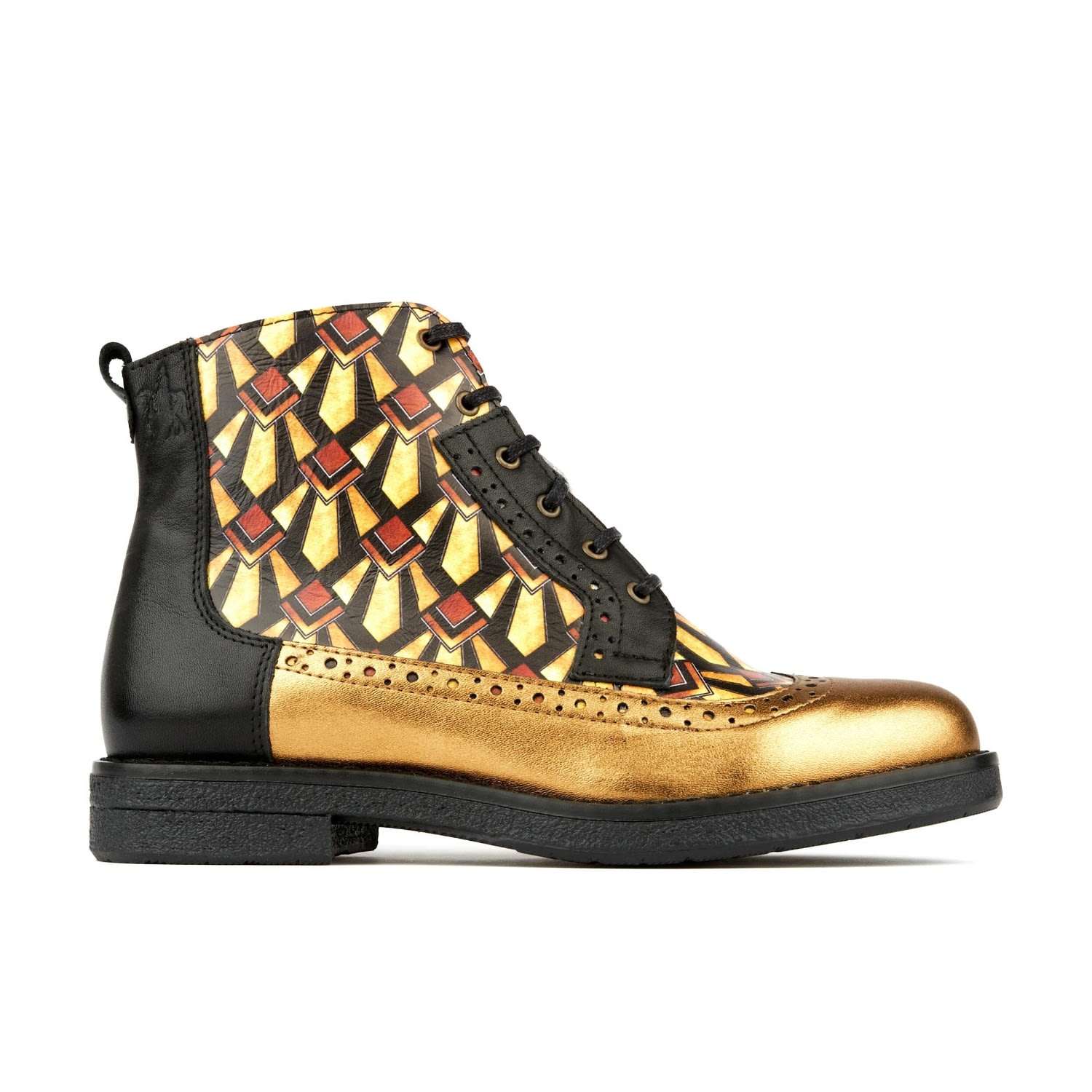 Black / Gold Hatter - Black & Gold Zelda - Womens Ankle Boots 7 Uk Embassy London Usa