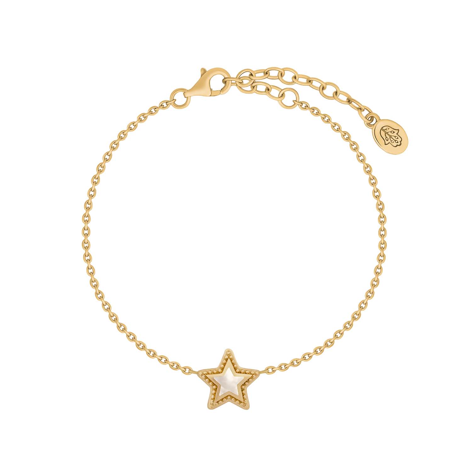 Karma And Luck Women's Gold / White Illuminated Journey Rainbow Moonstone Star Gold Bracelet In Multi