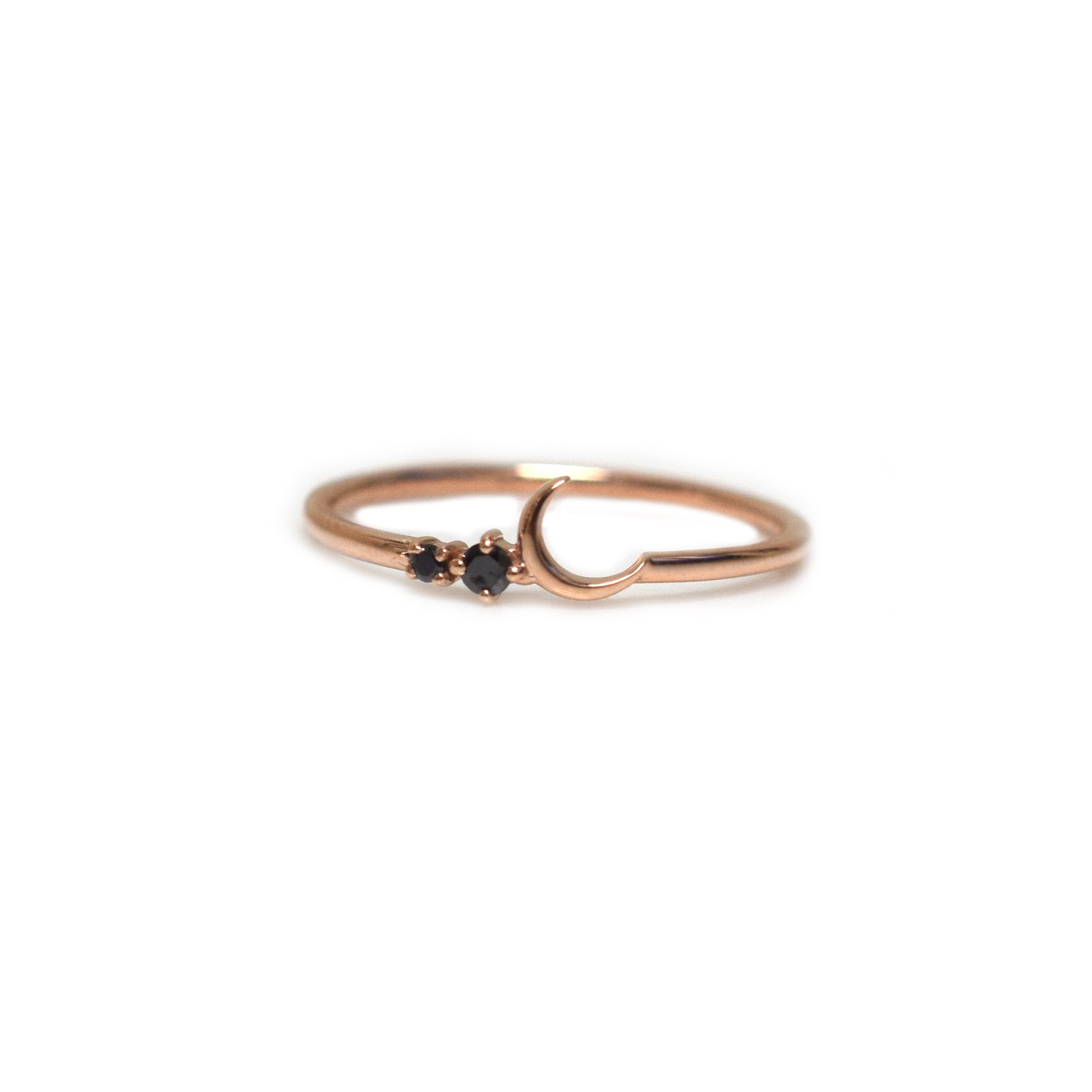 La Kaiser Women's Solid Rose Gold Black Diamond Fly Me To The Moon Ring In Gray