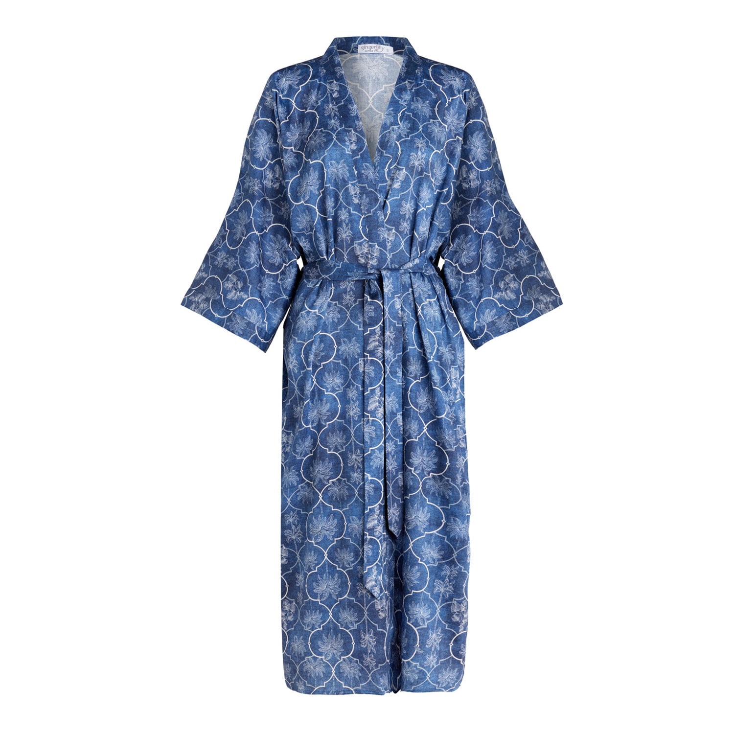 Gingerlilly Sleepwear Women's Kelsey Blue Print Robe