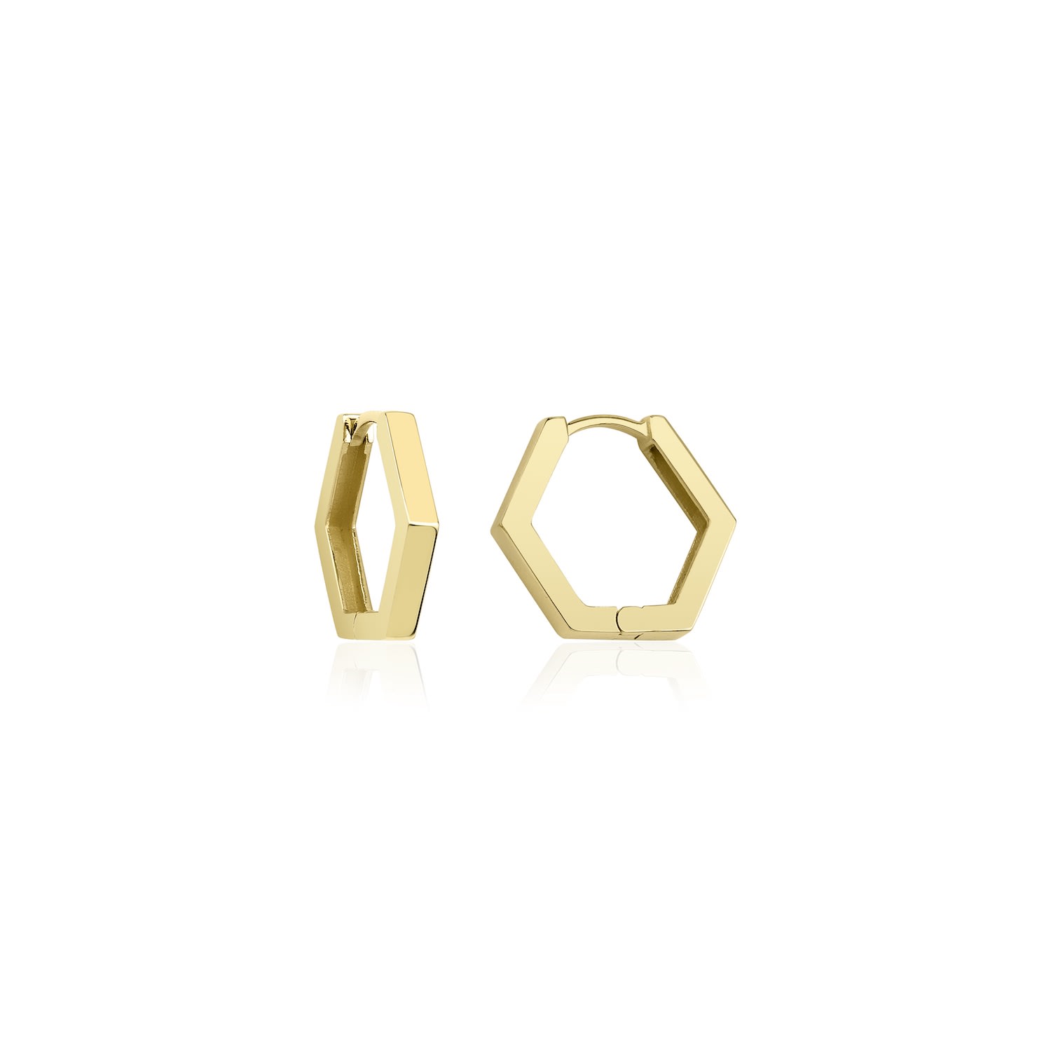 Jewelsty Fine Jewelry Women's Gold Mini Hexagon Huggie Hoops