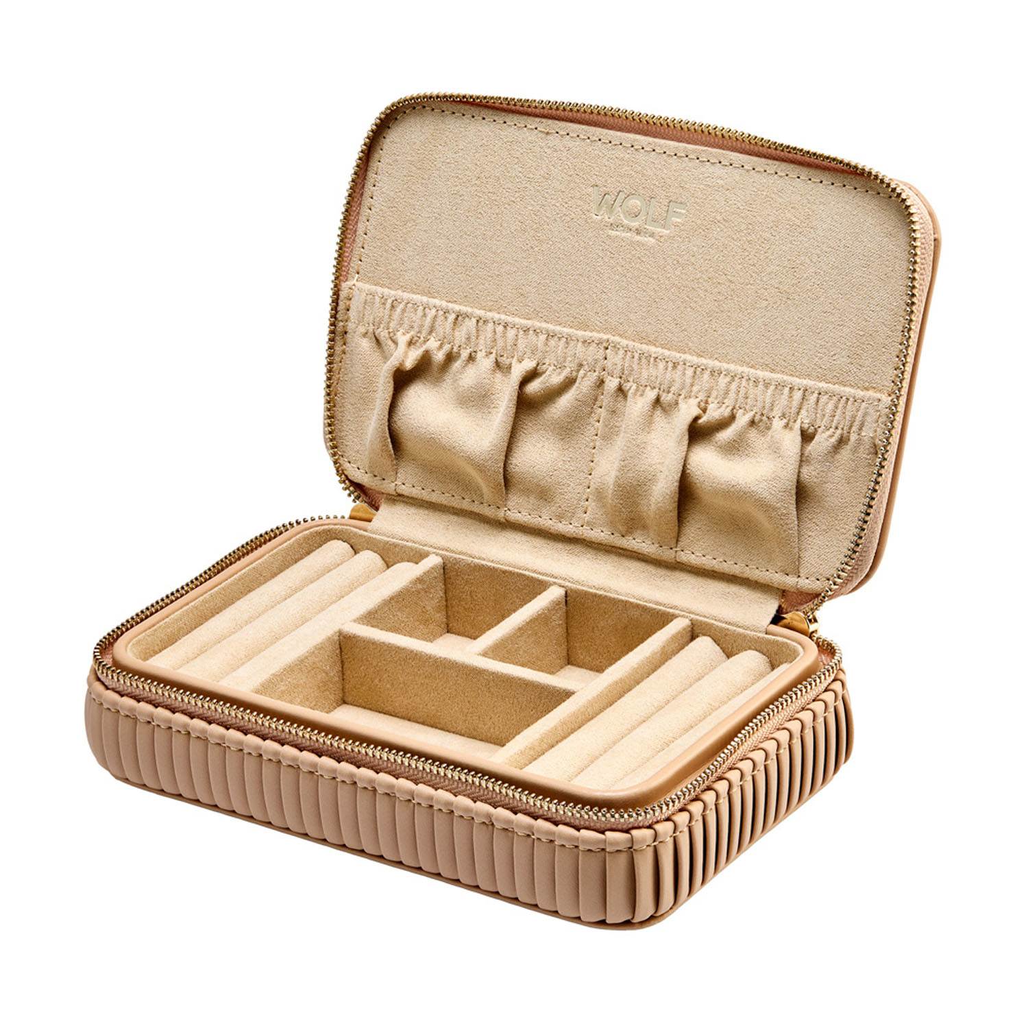 Women's Brown Bella Zip Jewellery Case - Mocha | Wolf
