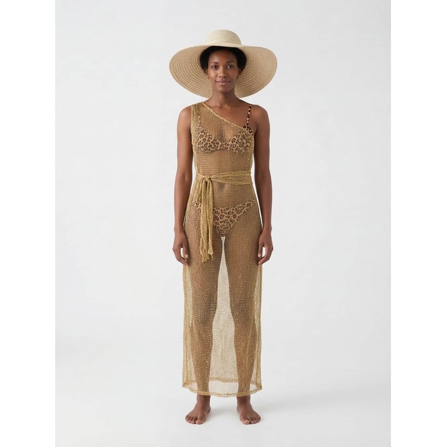 gold mesh cover up dress Roidal Tessy Pipo Gold Silver Mesh Dress Monaco Beach