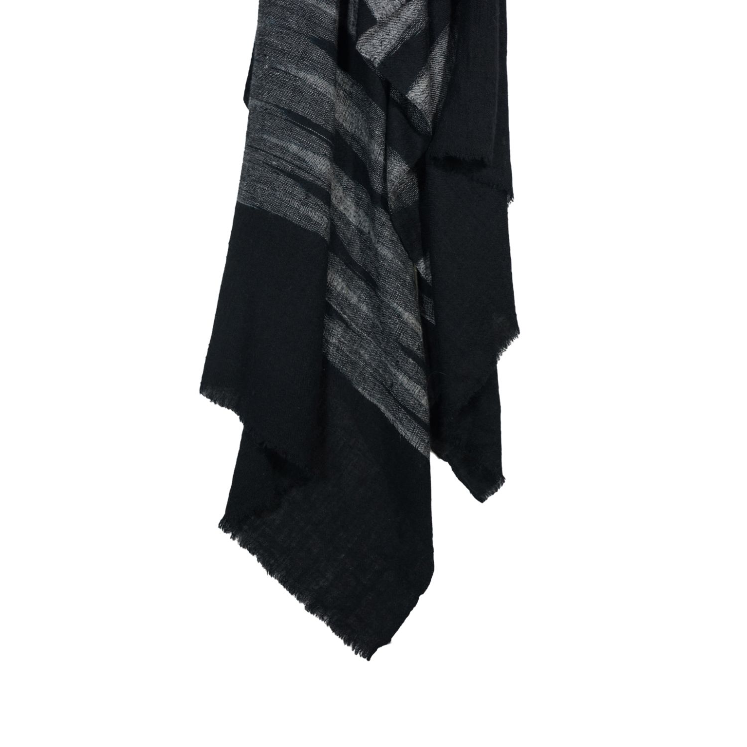 Men’s Black / Grey / Neutrals Handwoven Ikat Black Grey Cashmere Pashmina Scarf One Size Heritagemoda