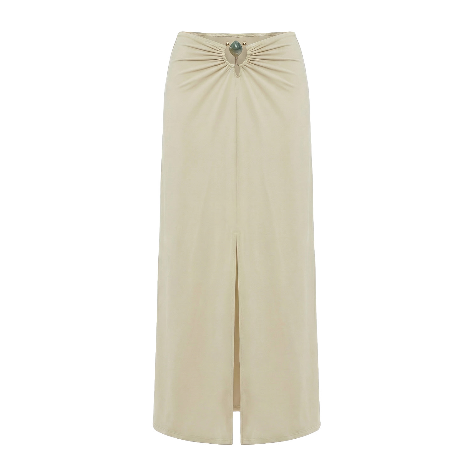 Women's White The Muse Drape - Moonstone | Long Pareo Skirt With Jewel Detail | Small | Aulala Paris