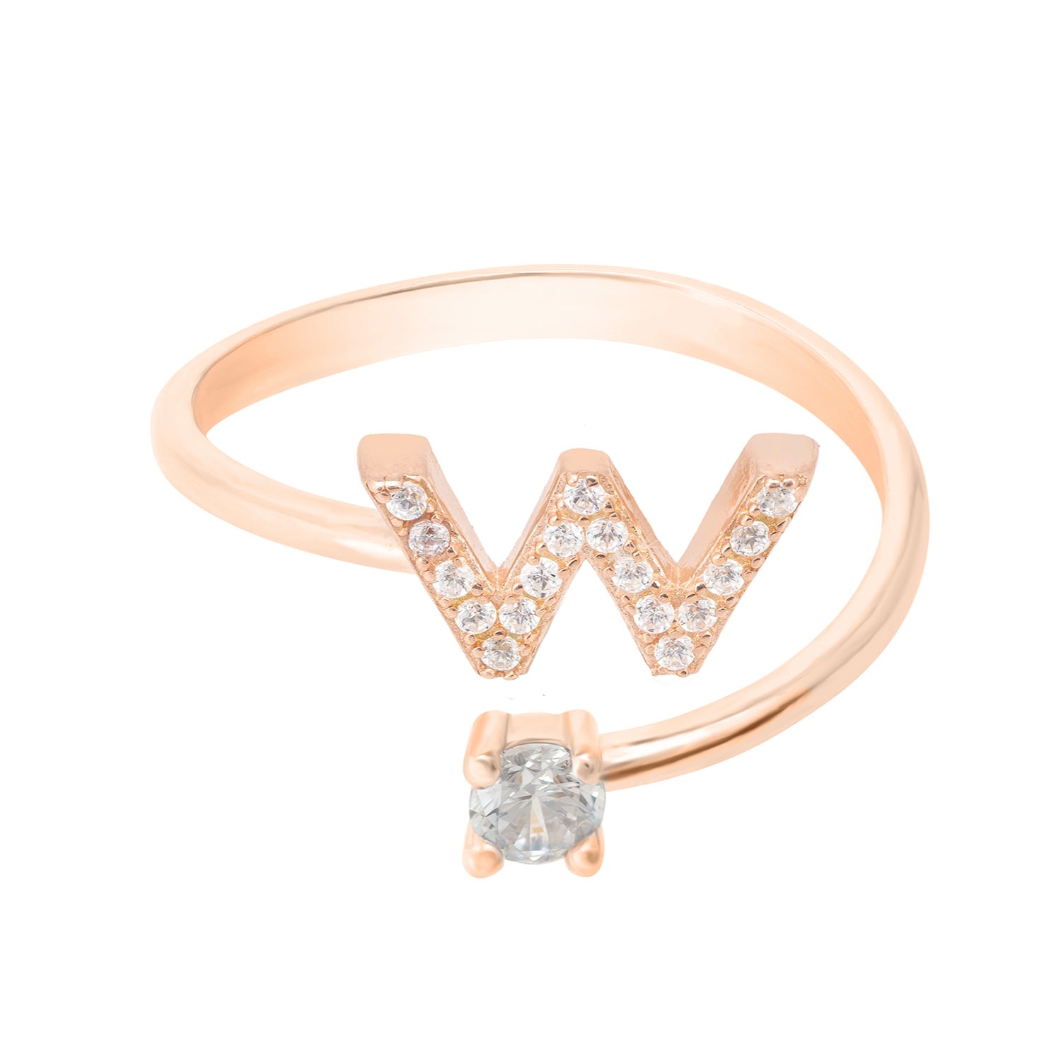 Latelita Women's White / Rose Gold Initial Ring Rosegold W In Multi