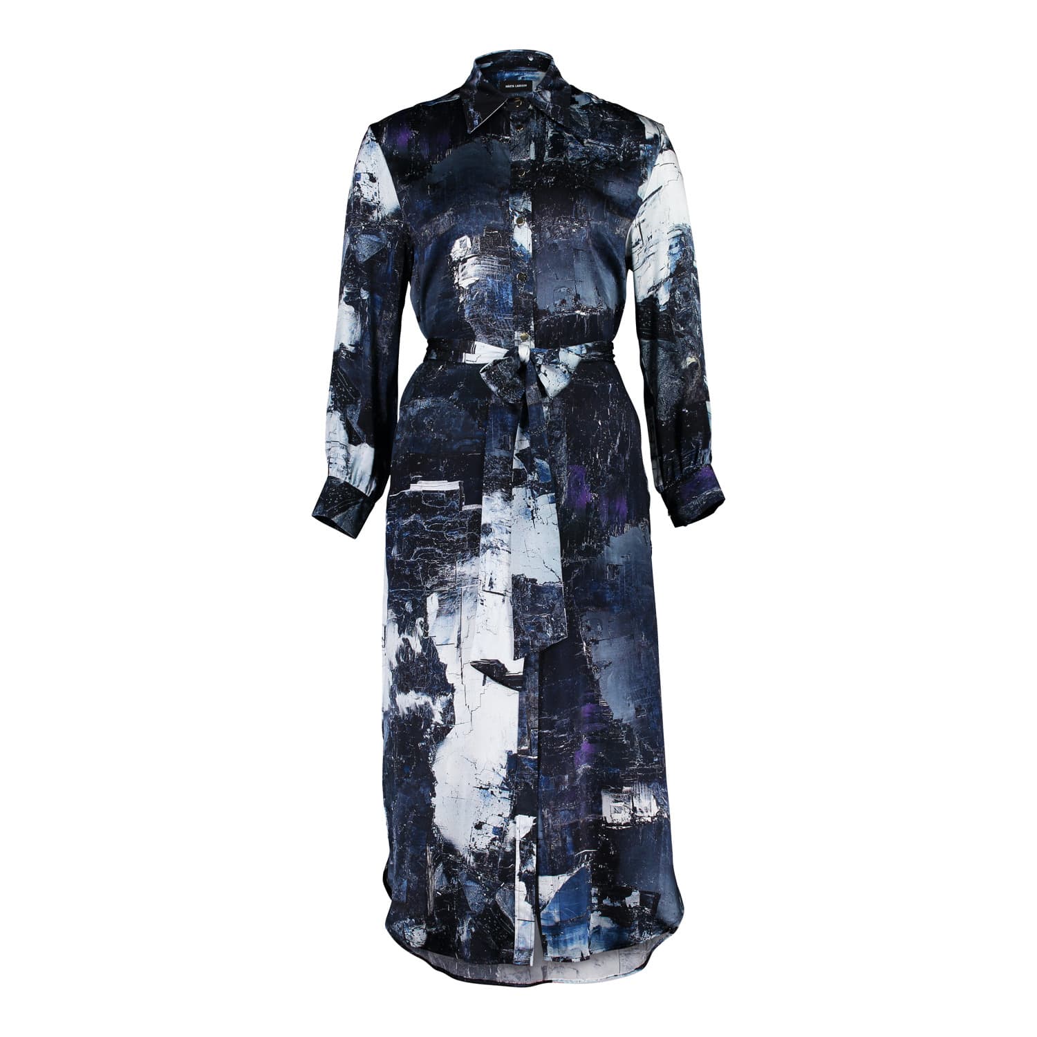 silk midi shirt dress