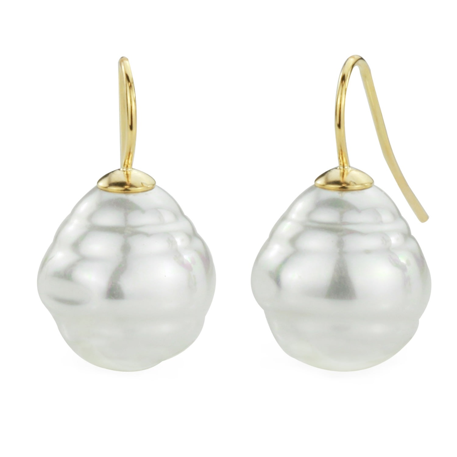 Emma Holland Jewellery Women's White Baroque Pearl On Gold Hook Earrings In White