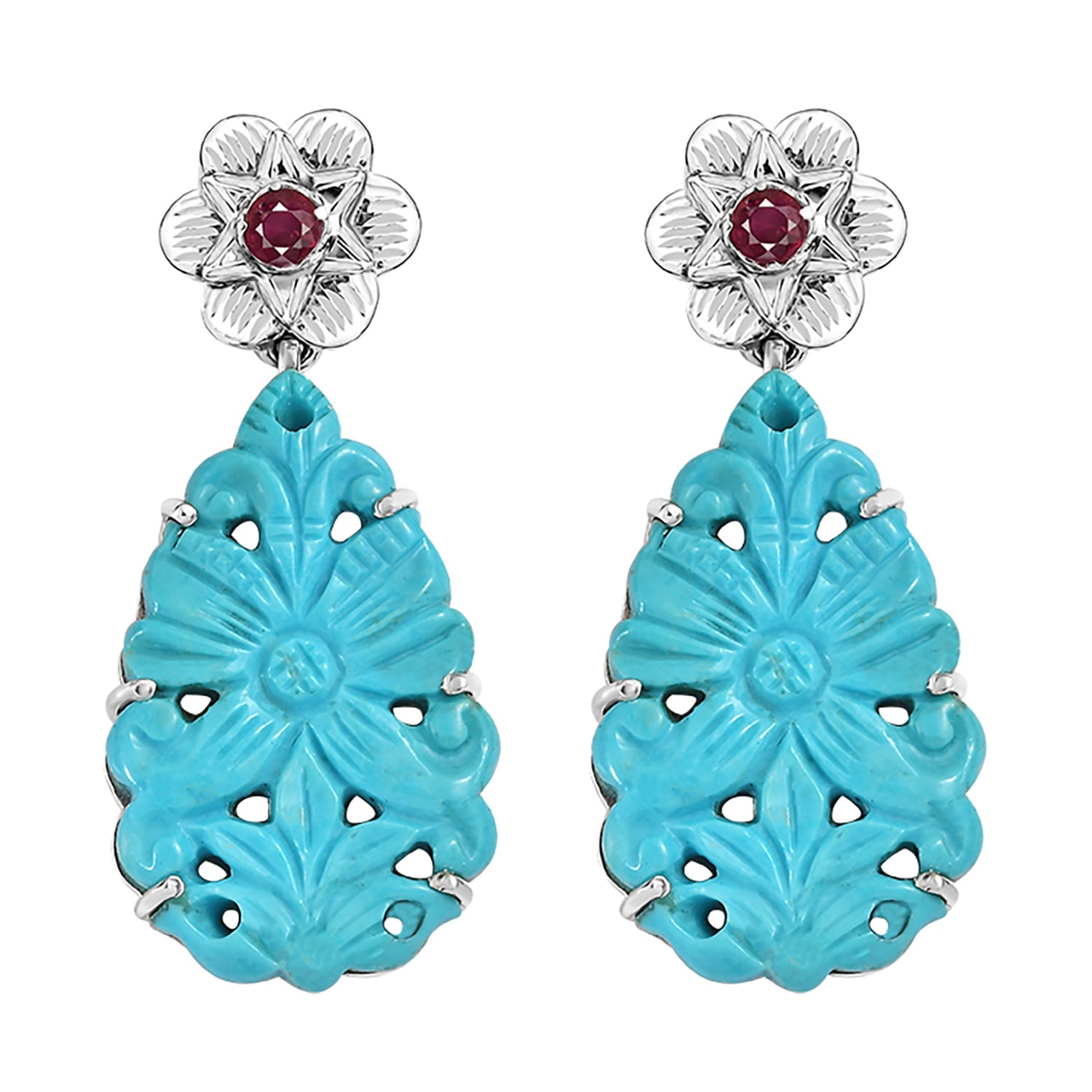 Emma Chapman Jewels Women's Blue / Red Lulabelle Turquoise Ruby Drop Earrings