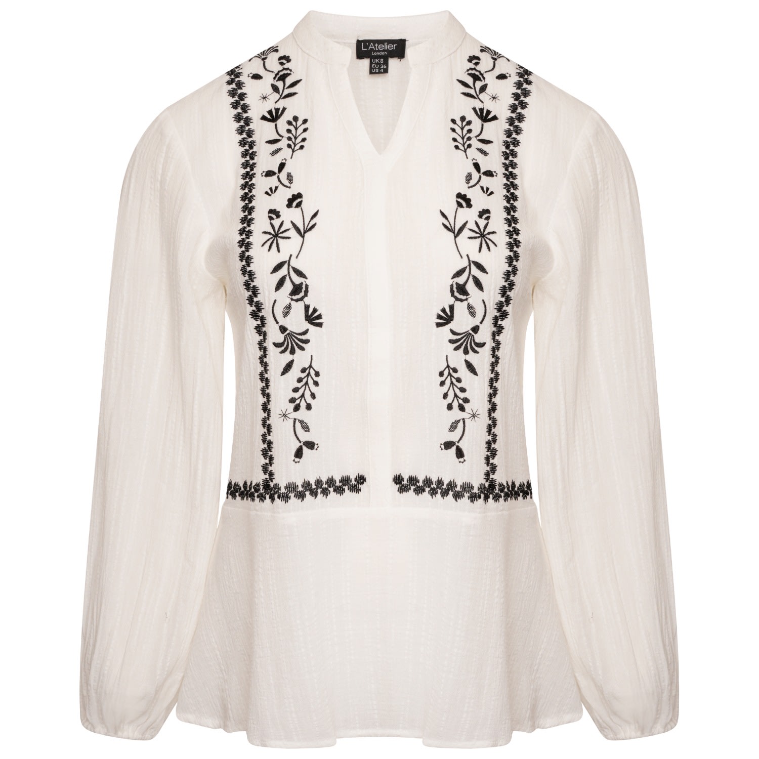 Women’s Jaylani Off-White Embroidered Blouse Medium Latelier London