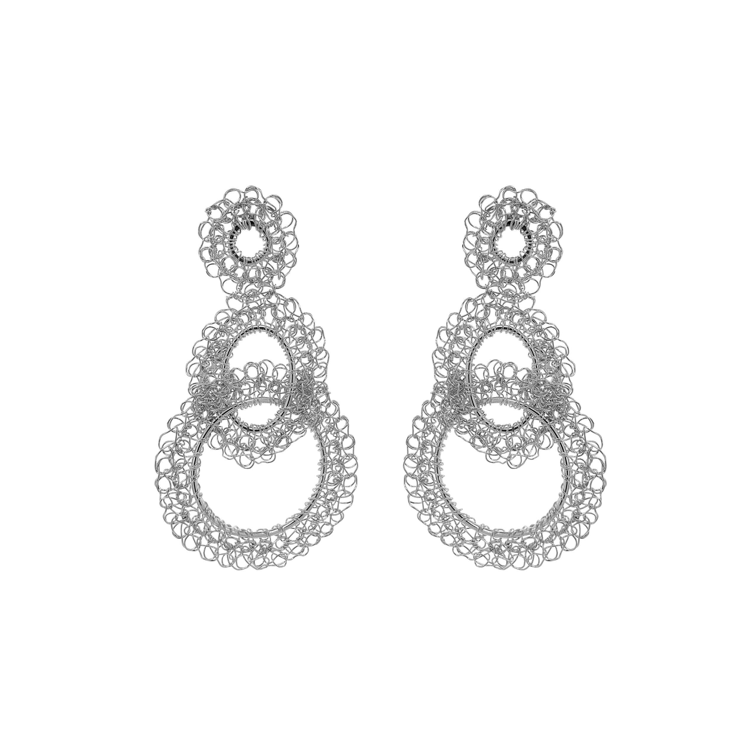 Lavish By Tricia Milaneze Women's All Silver Artemis Handmade Crochet Earrings