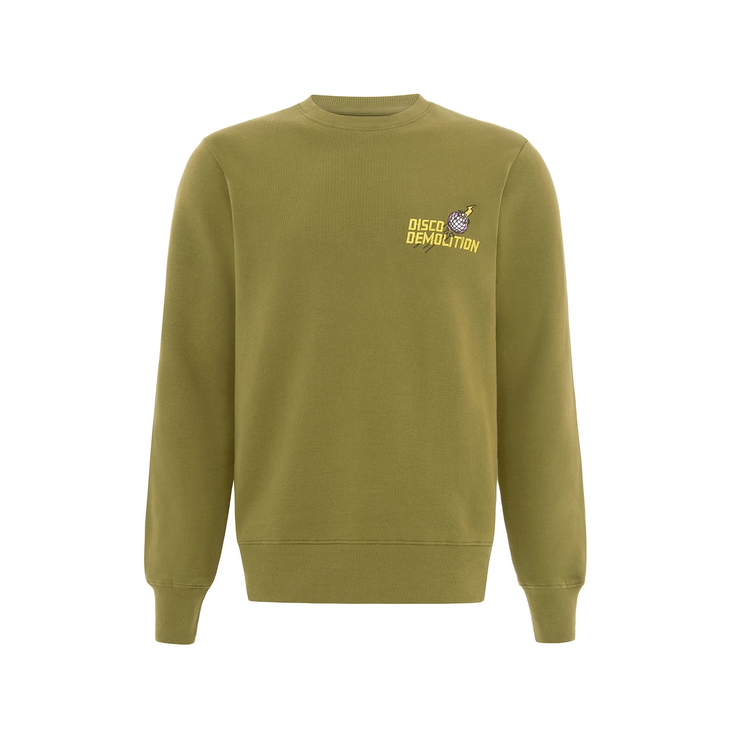 Blonde Gone Rogue Disco Demolition Embroidery Organic Mens Sweatshirt In Khaki Green