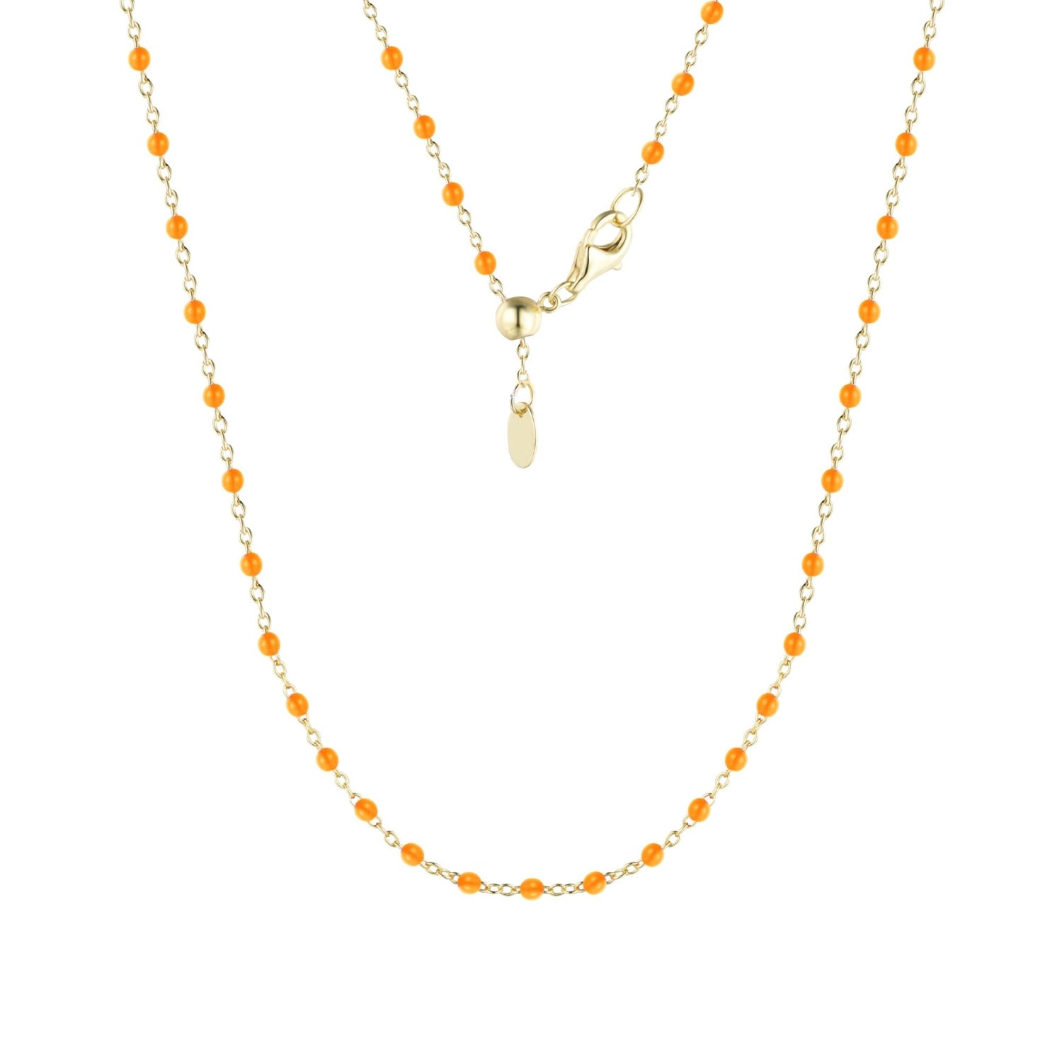 Women’s Yellow / Orange Enamel Beaded Chain Necklace - Orange Kamaria