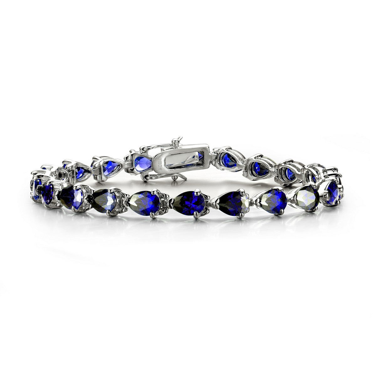 Women’s Blue / Silver Sterling Silver Sapphire Cubic Zirconia Tennis Bracelet Genevive Jewelry