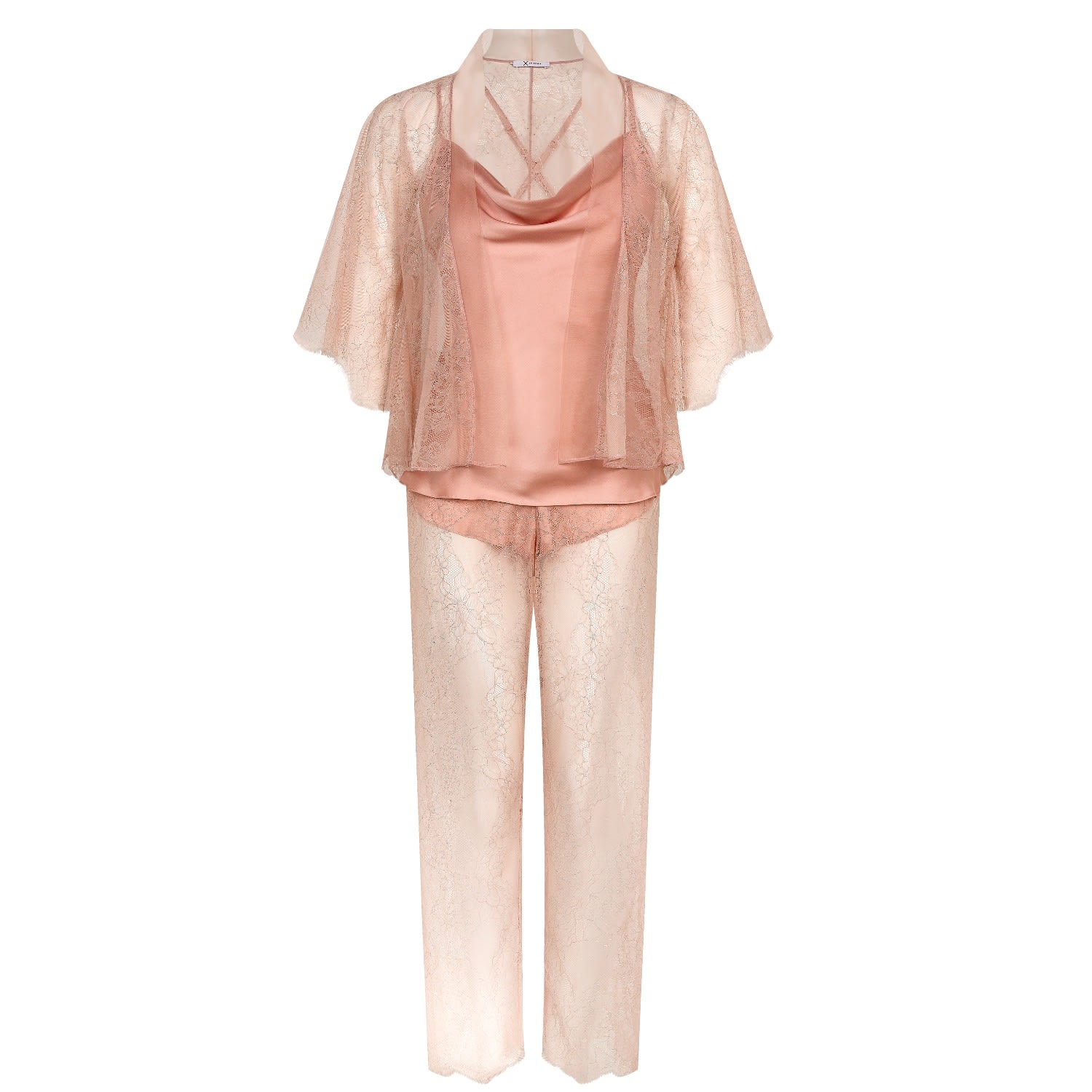 X Intima Women's Rose Gold A Symphony Of Elegance- Three-piece Pyjama Set In Rose Gold