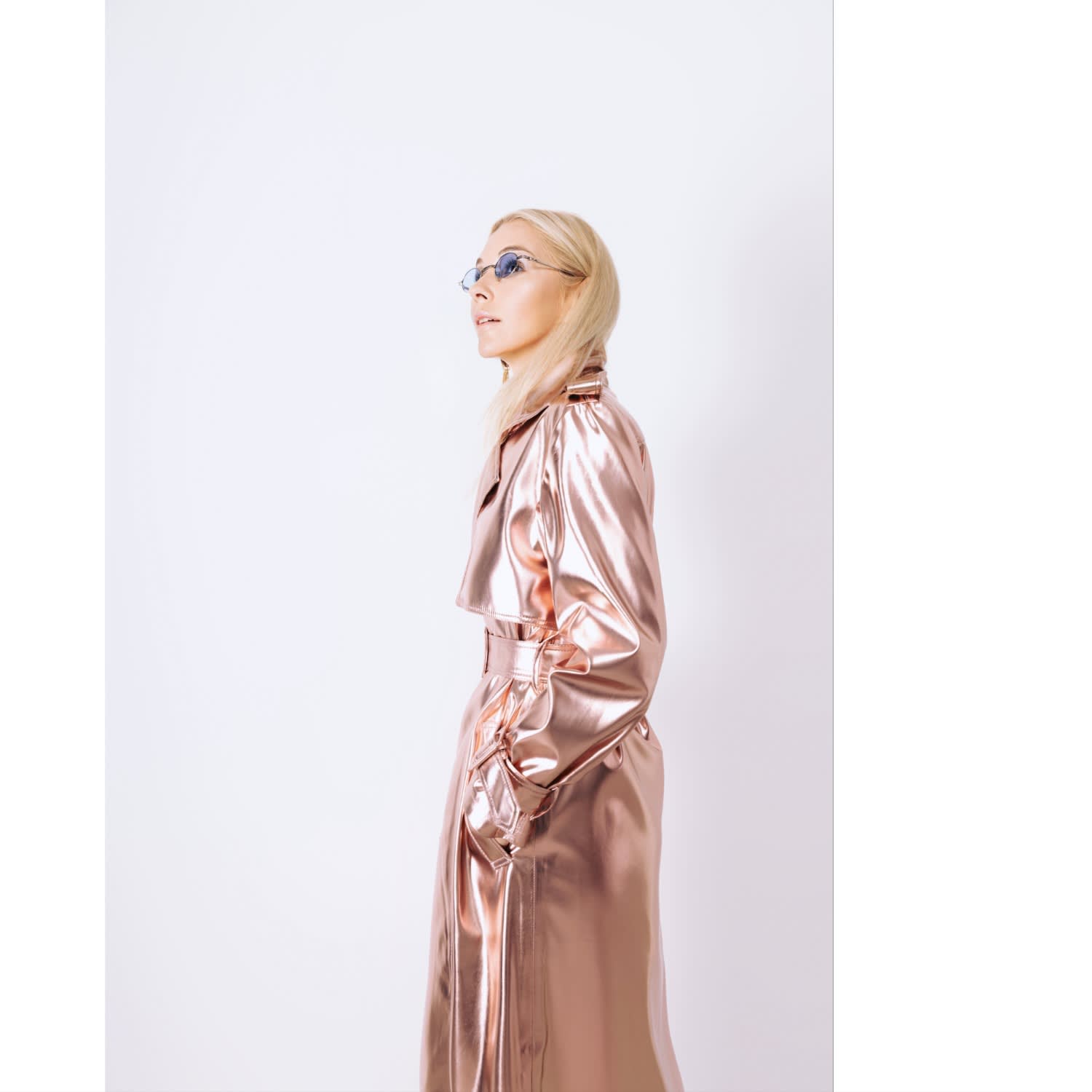 Faux Leather Midi Wrap Trench Rose Gold | Julia Allert | Wolf & Badger