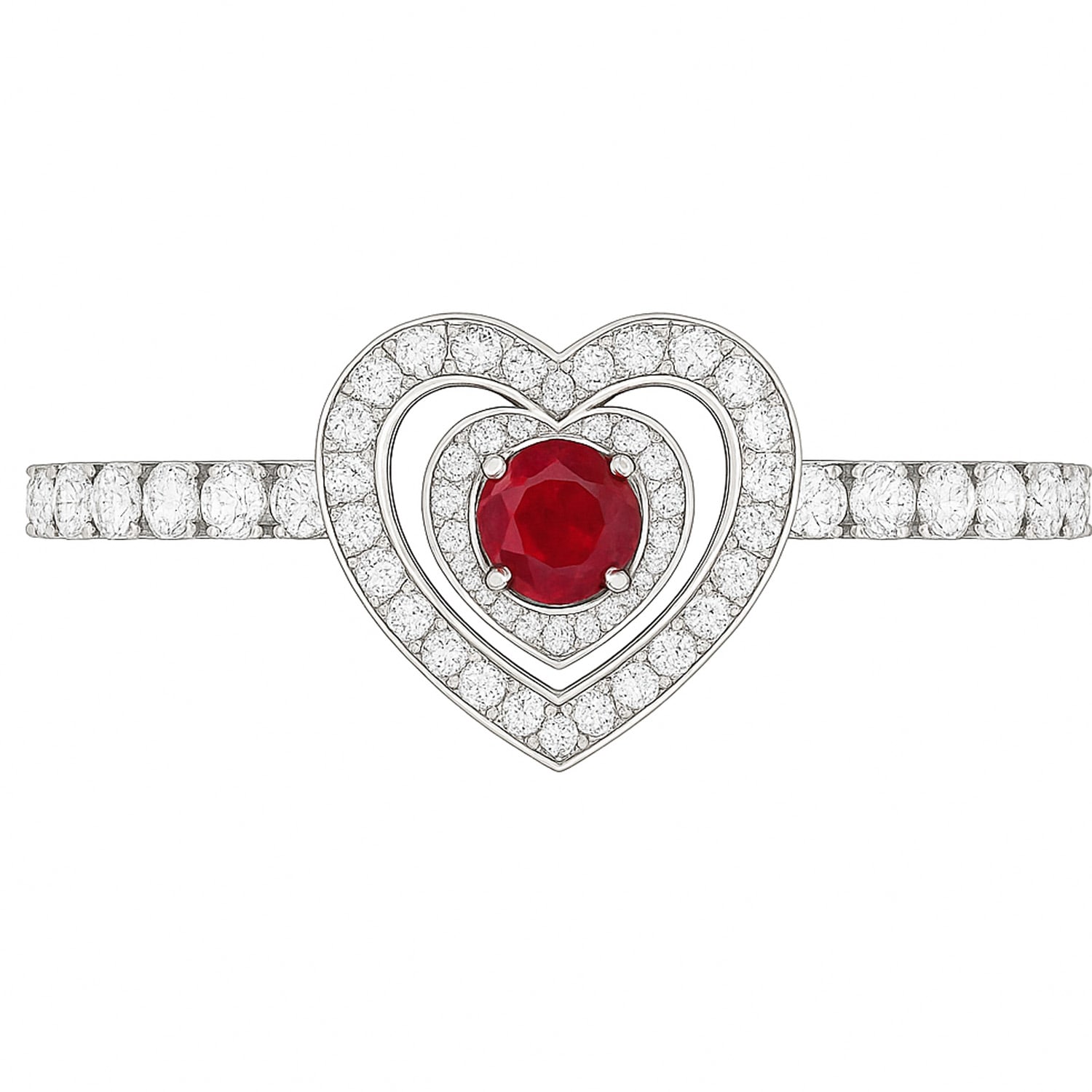 THE GALA WOMEN'S RED / SILVER HEART RUBY CRYSTAL BRACELET