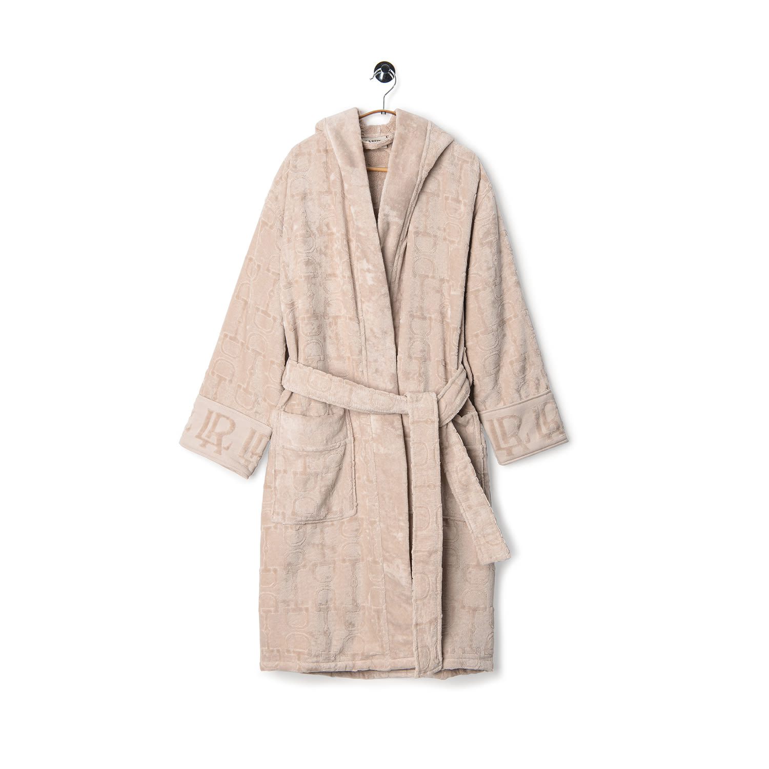 La Reina Neutrals Velour Bathrobe Beige