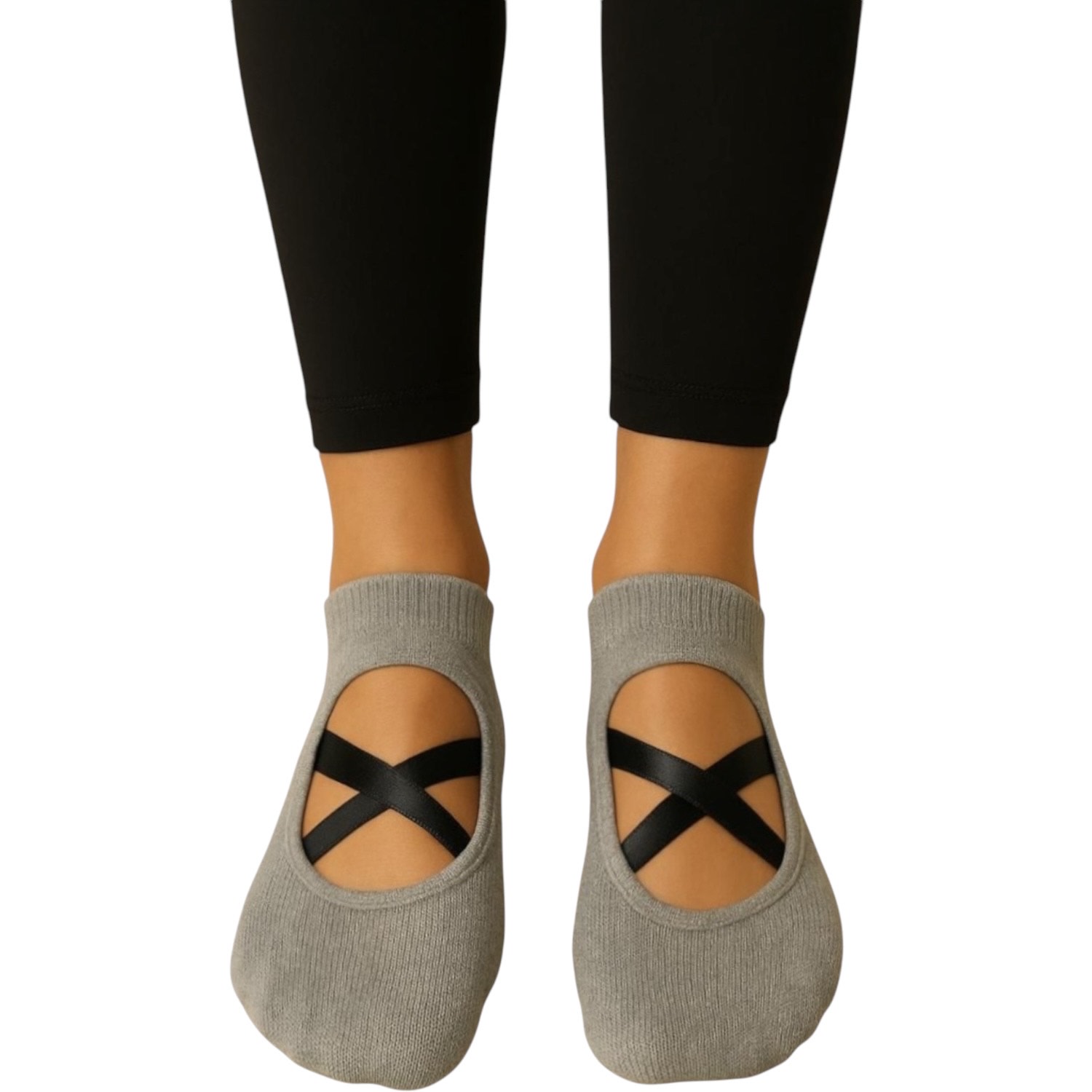 High Heel Jungle By Kathryn Eisman Women's Pilates Grip Socks - Two Pack - Black And Grey