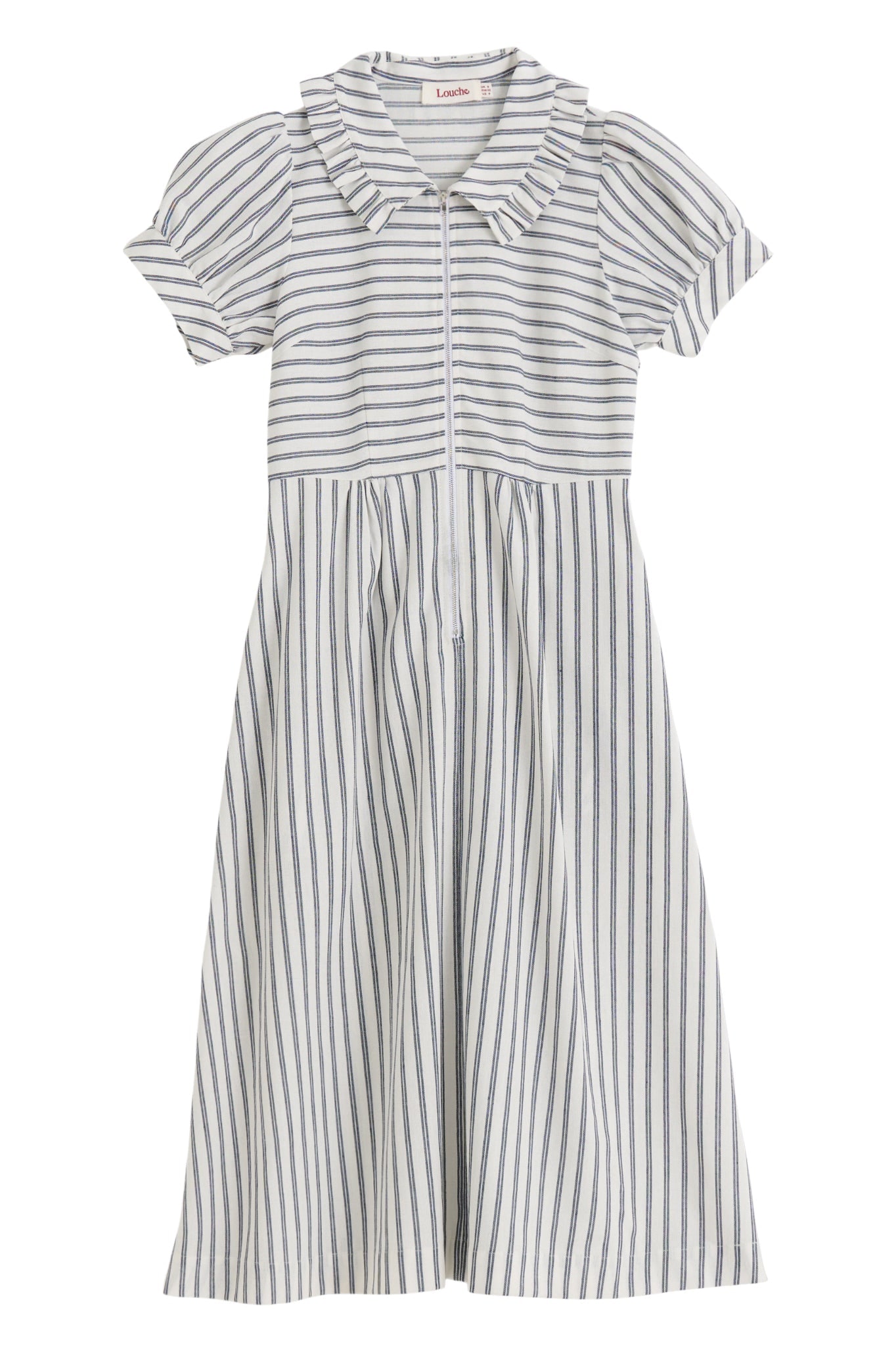 Louche Women's Yassine Ticking Stripe Midi Dress - White & Navy In Multi