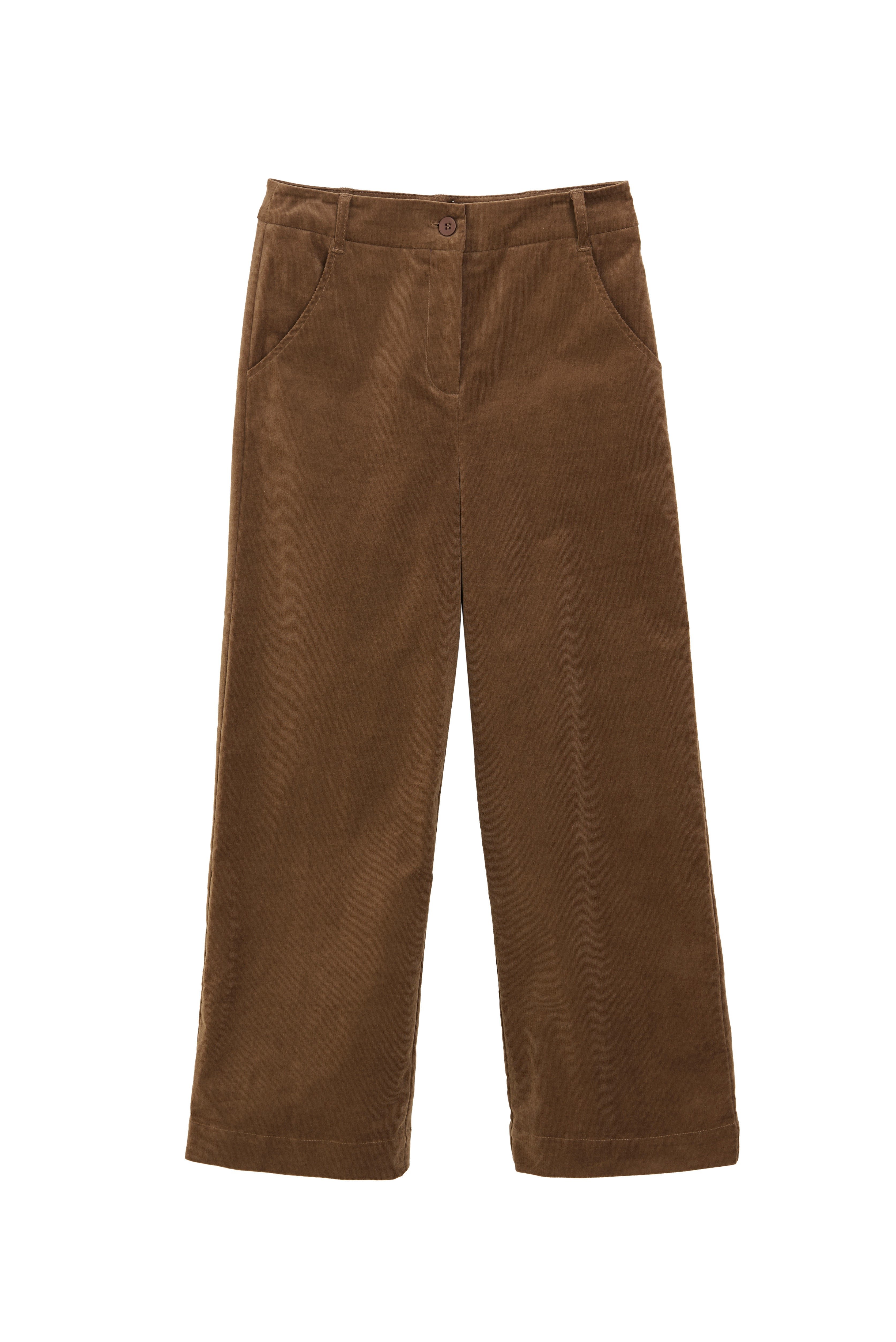 Louche Women's Brown Tim Baby Cord Straight Cut Trousers - Mole In Brown