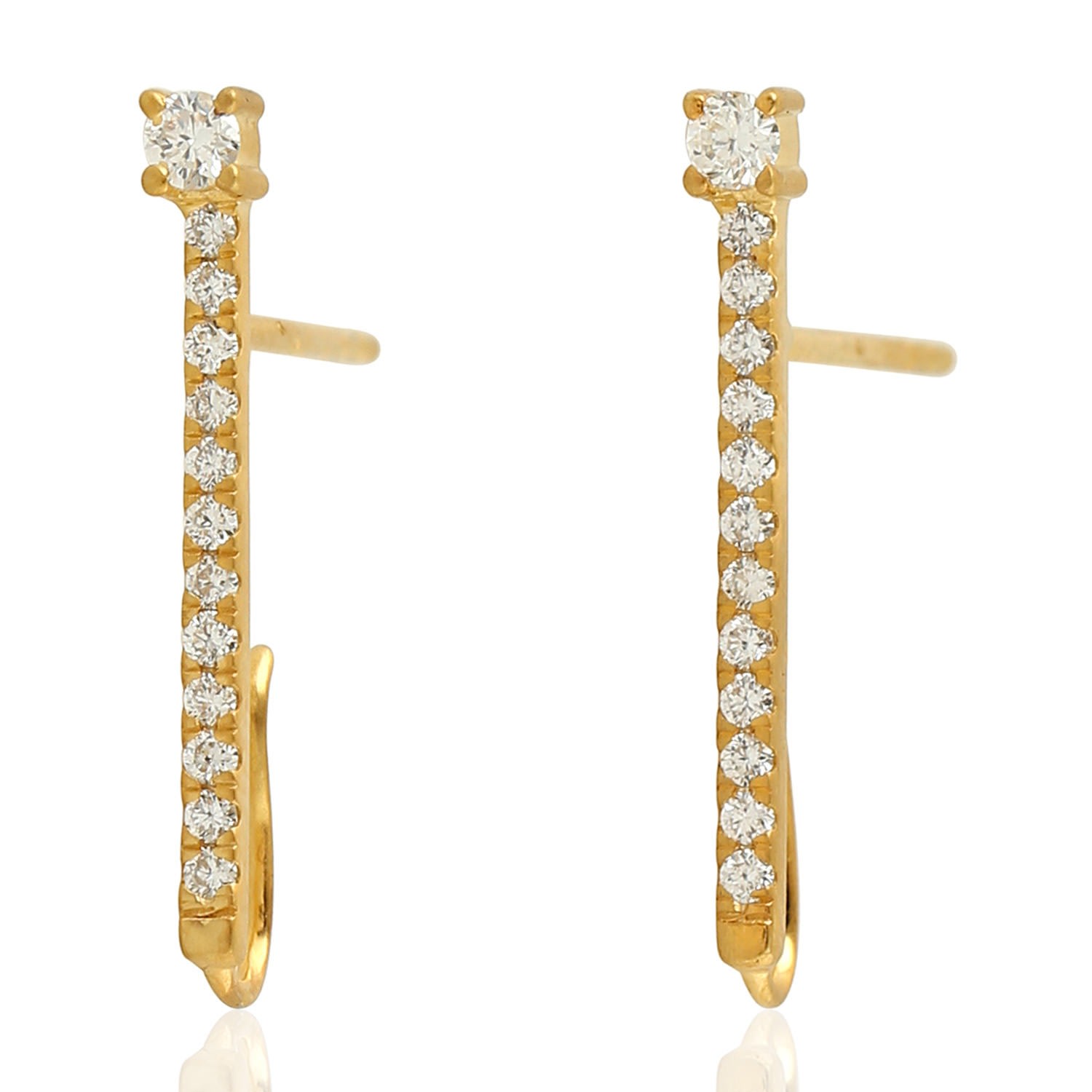 Women’s White / Yellow / Orange 18K Yellow Gold Pave Diamond Designer Stud Earrings Artisan