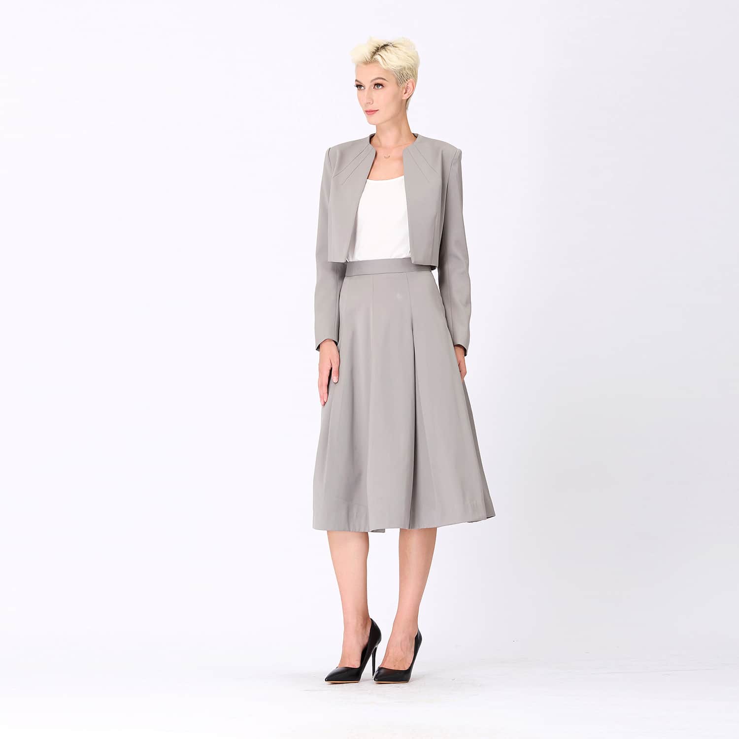Flared Pleats Skirt - Grey | Smart and Joy | Wolf & Badger