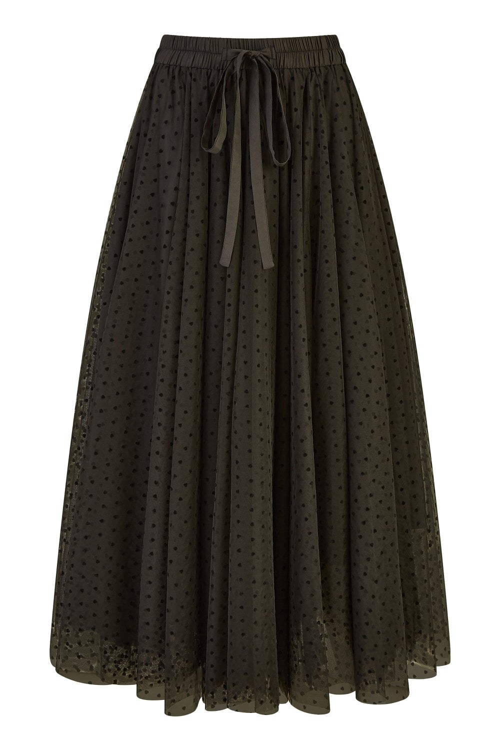 Yumi Women's  Black Mesh Heart Print Tulle Skirt