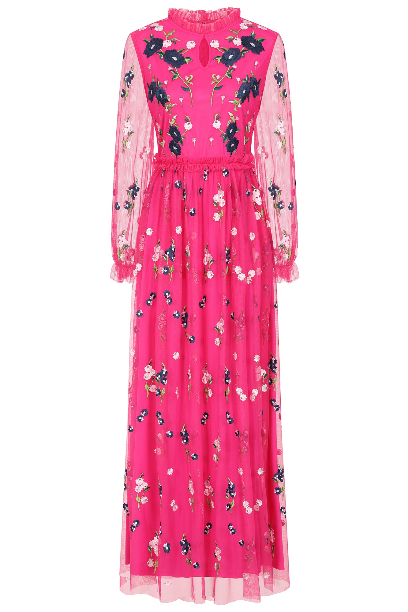 Women’s Pink / Purple Rydia Floral Embroidered Maxi Dress - Fuchsia Xxs Frock and Frill