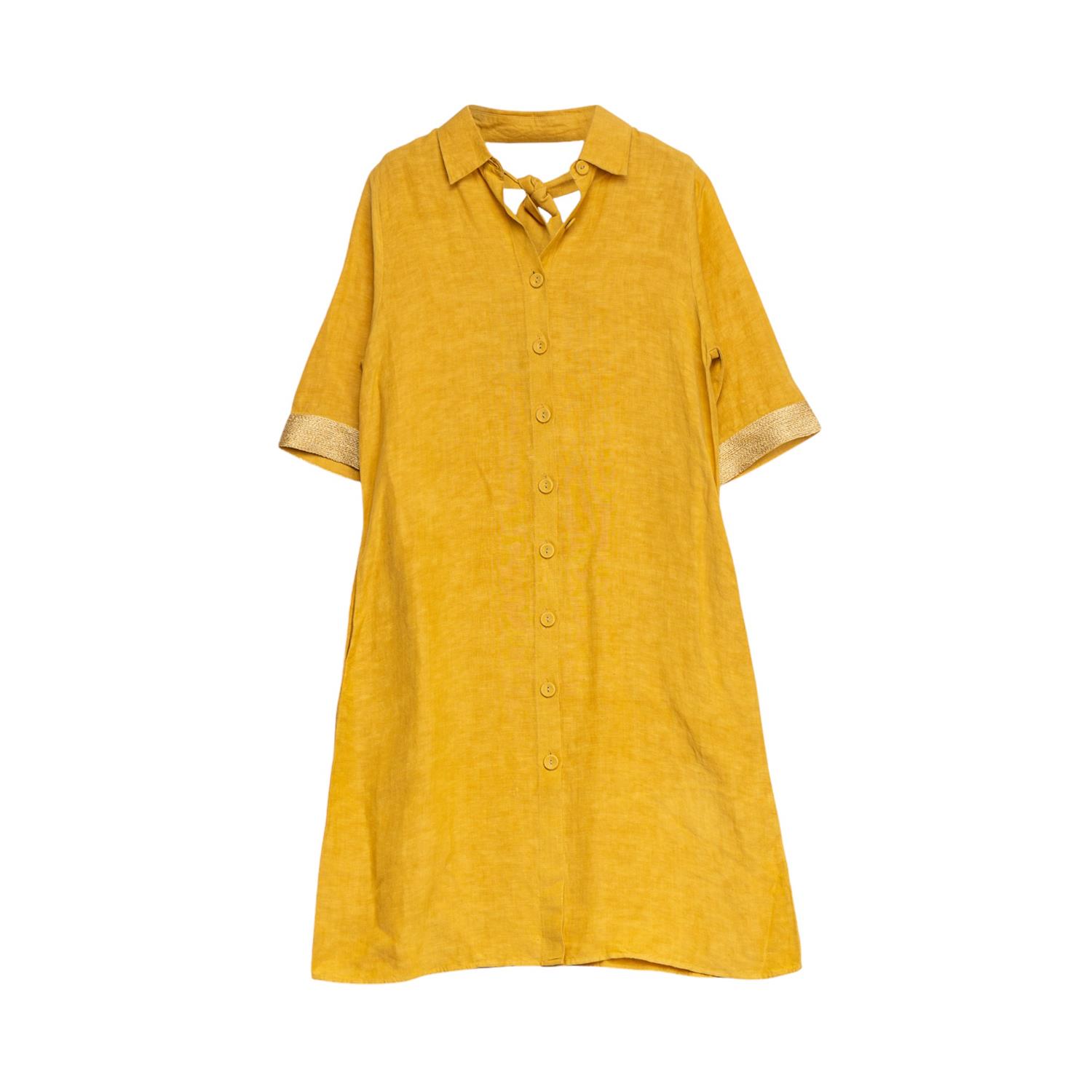 Women’s Yellow / Orange Short Shirt Dress With Slight Flared Silhouette Mustard Medium Niza