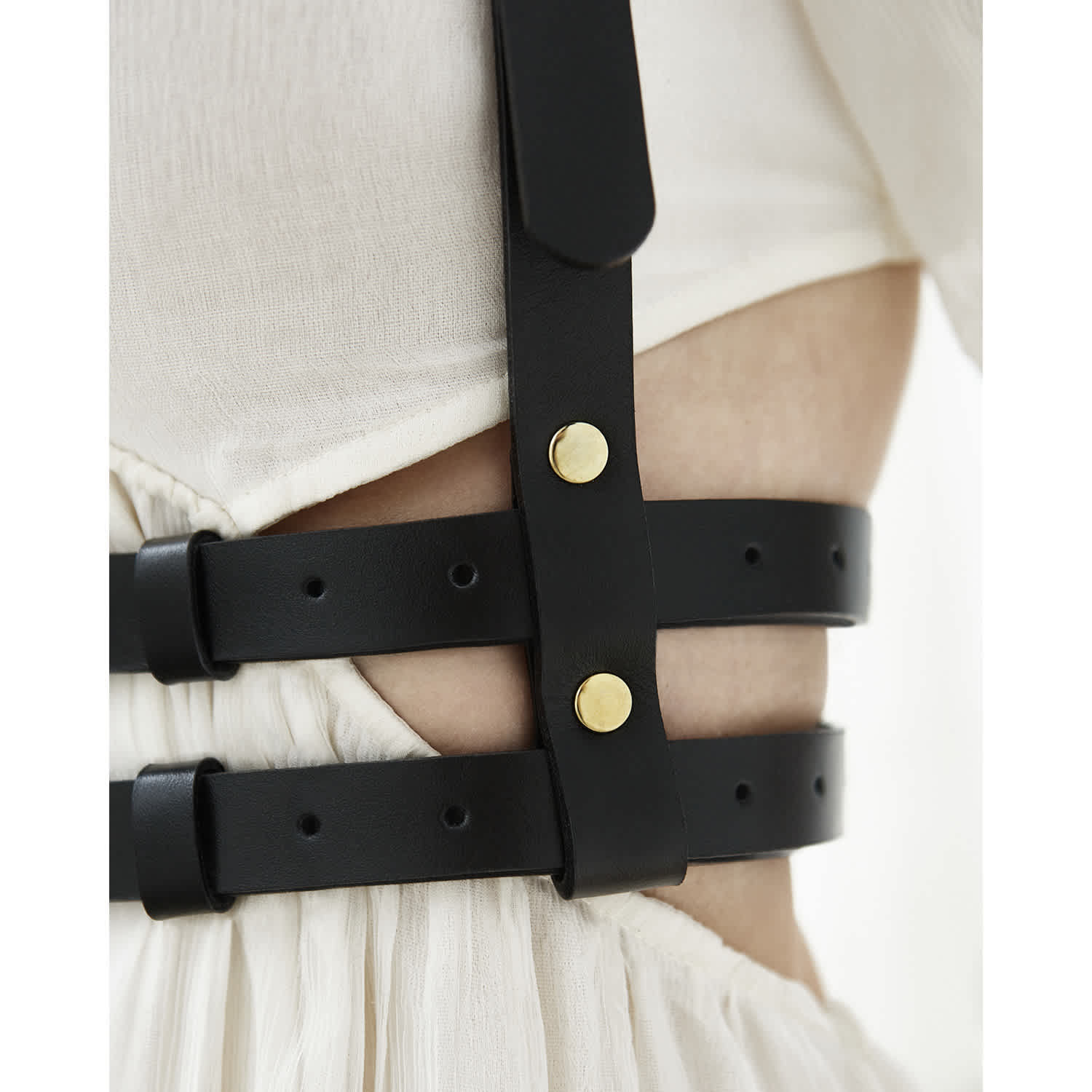 Genuine Leather Adjustable Belt with Harness Buckle, Size Small Adjustable Shoulder Belt Harness for Medieval/Samurai Swords  main image 3