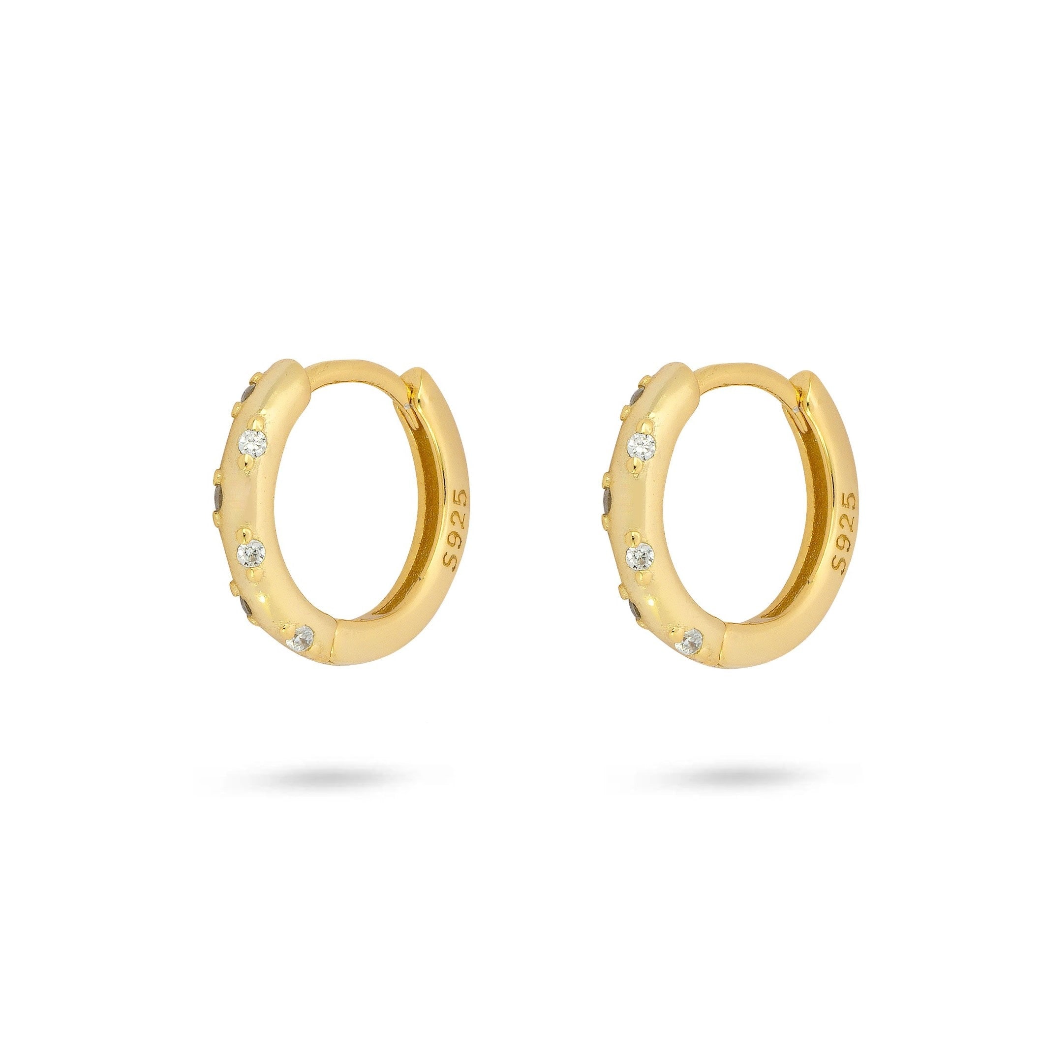 Gold Trip Women's Gold / White / Silver Mystic Huggie Hoops In Gold