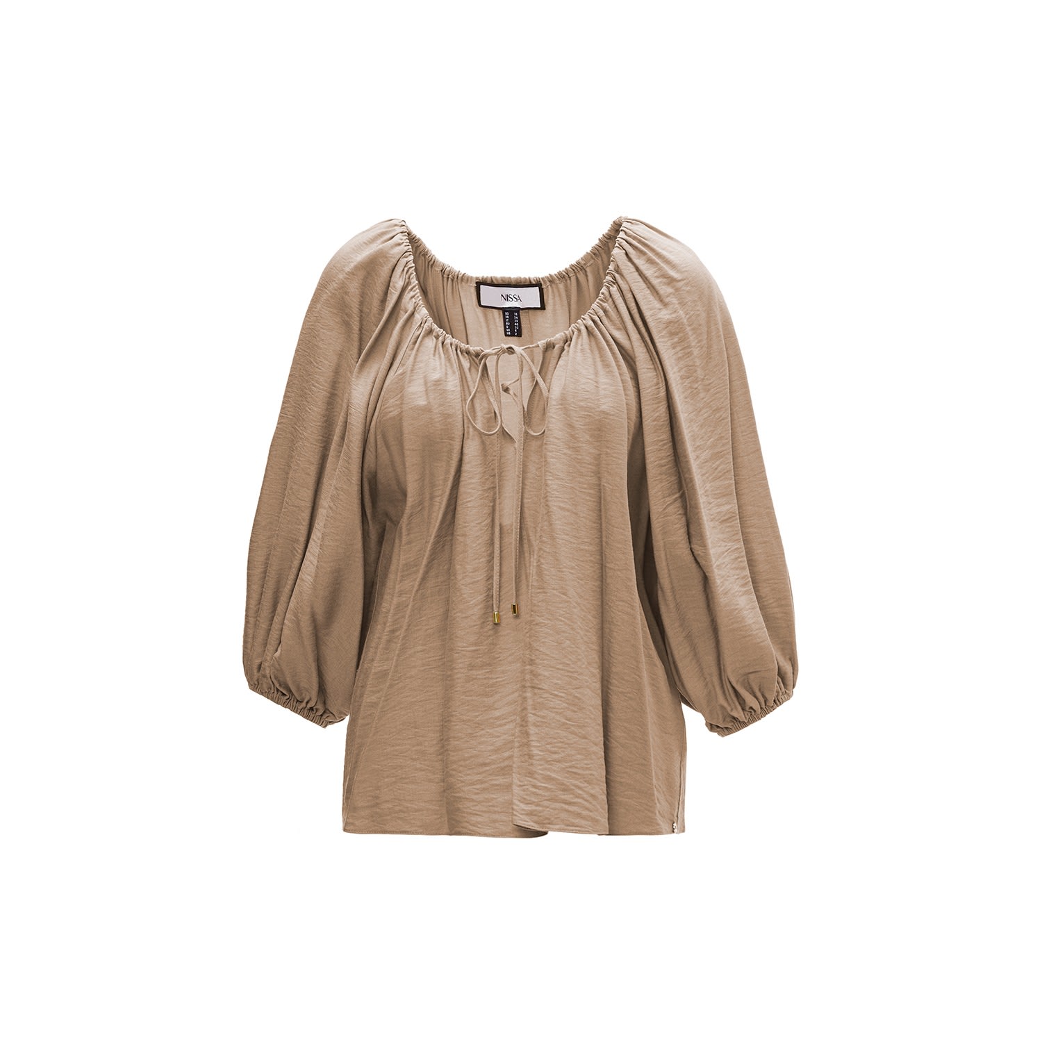 Nissa Women's Neutrals Puff-sleeve Viscose Top Beige In Beige