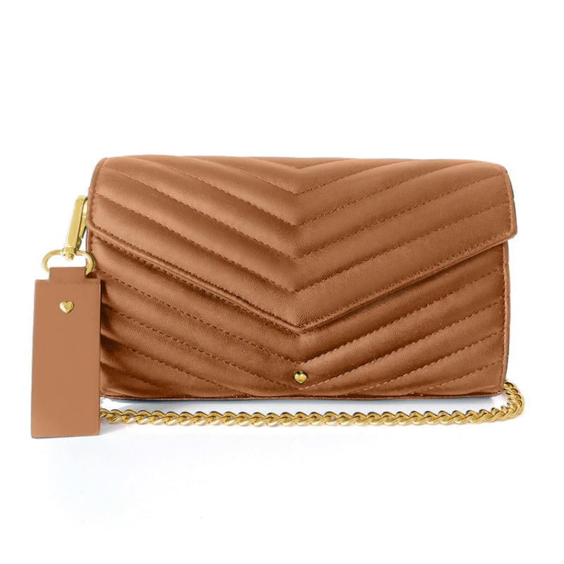 Women’s Brown Quilted Rene Envelope Clutch Bag - Tan One Size Jlr London