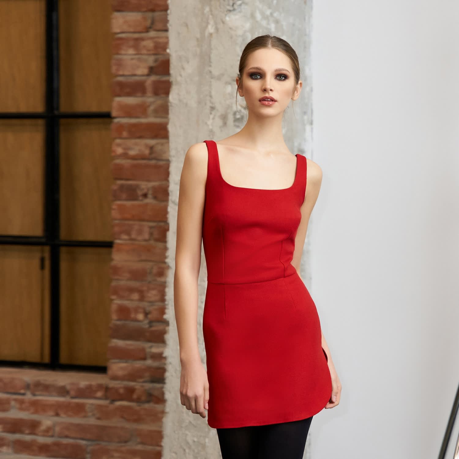 knee length dresses for ladies Red Sequin High Neck Ruched Bodycon Mini Dress – AX Paris main image 1
