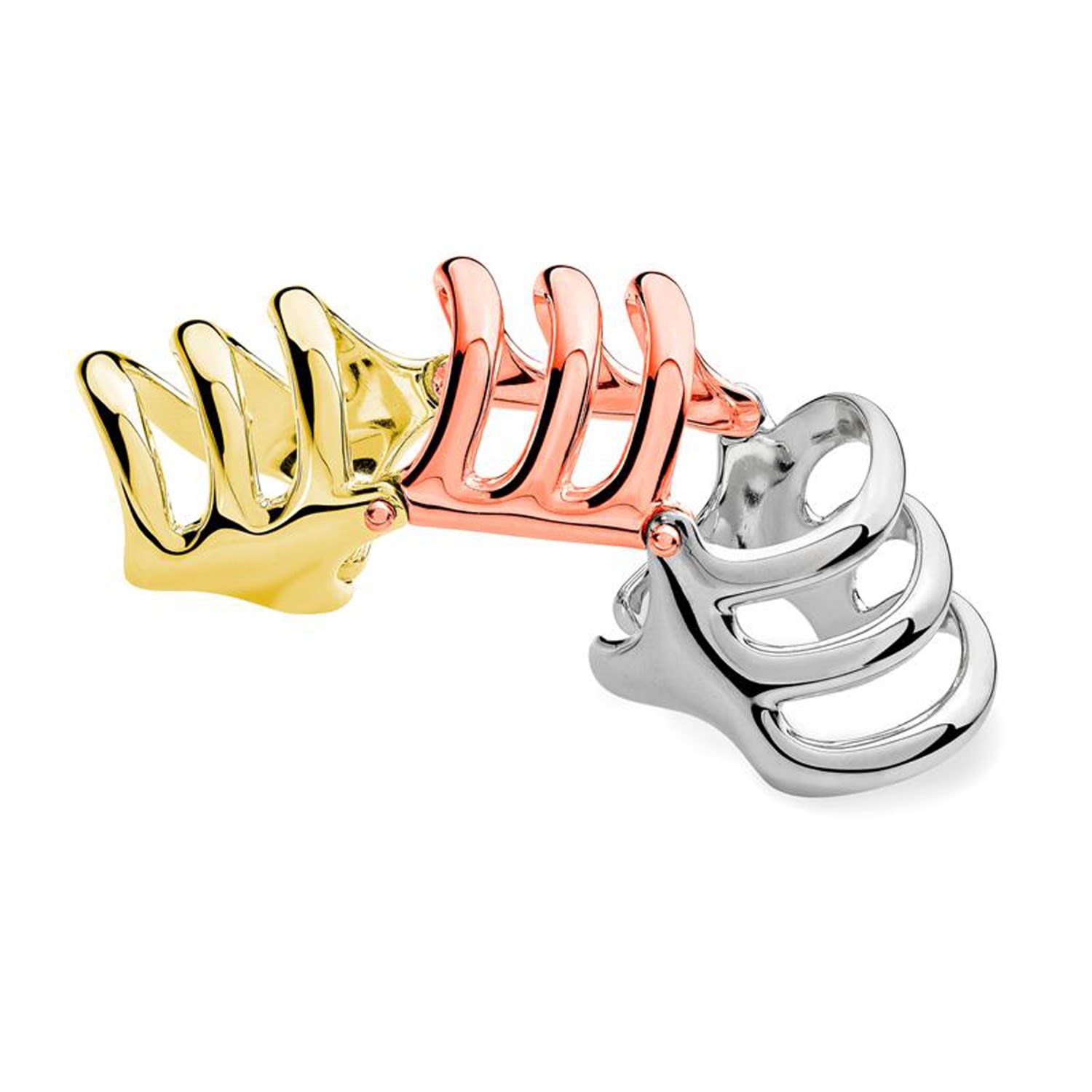 Lucy Quartermaine Tri Tone Waterfall Armour Ring In Multi