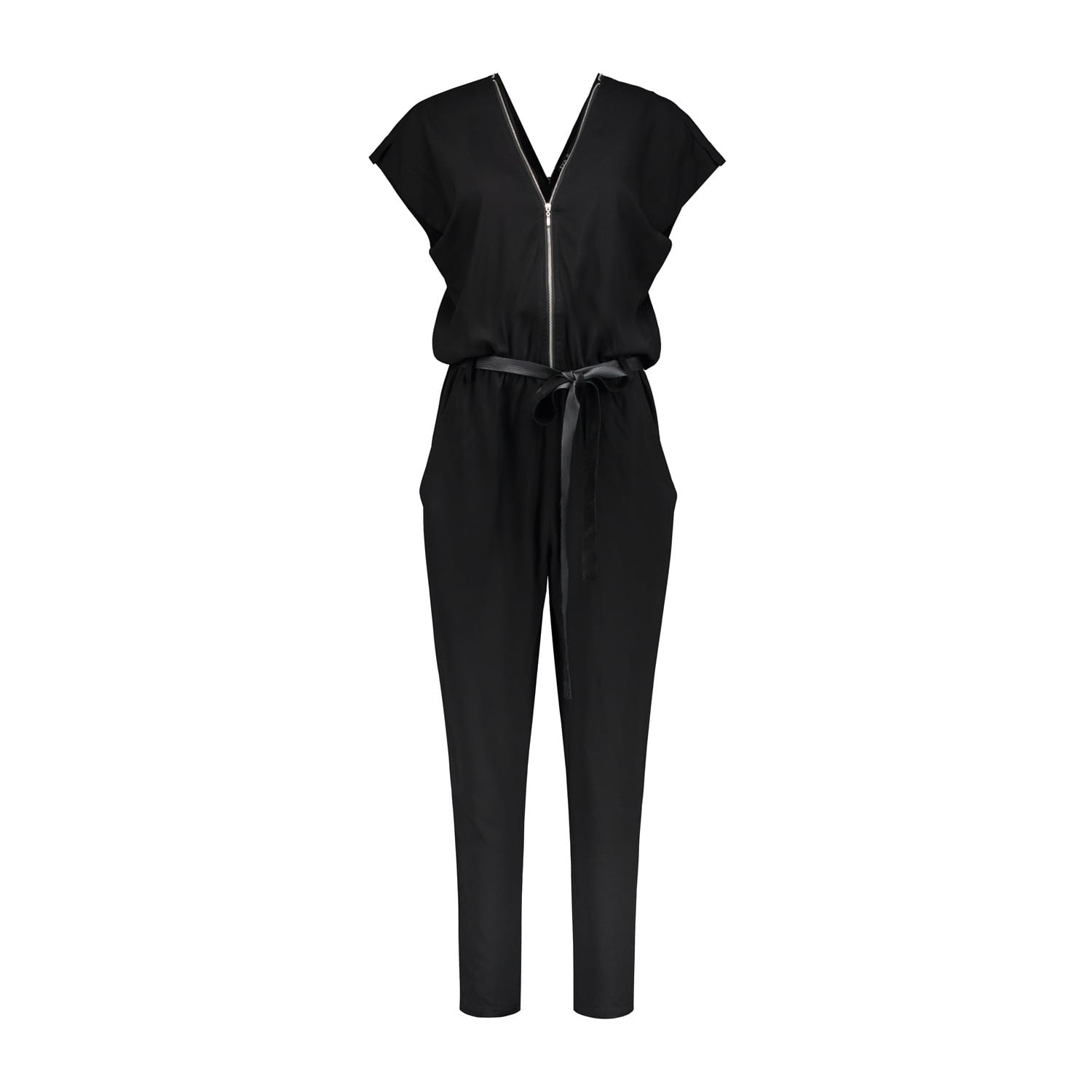 black jumpsuit with zipper