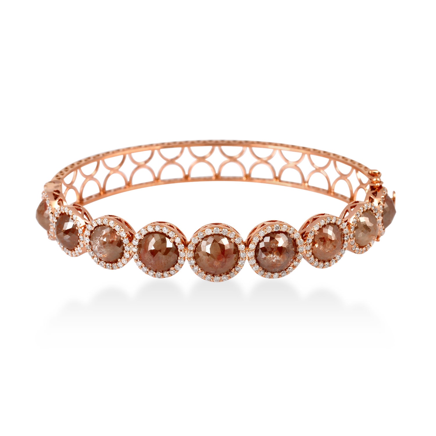 Women’s Rose Gold / Brown Natural Ice Diamond Bangle Bracelet In 18Kt Solid Rose Gold Jewelry Artisan