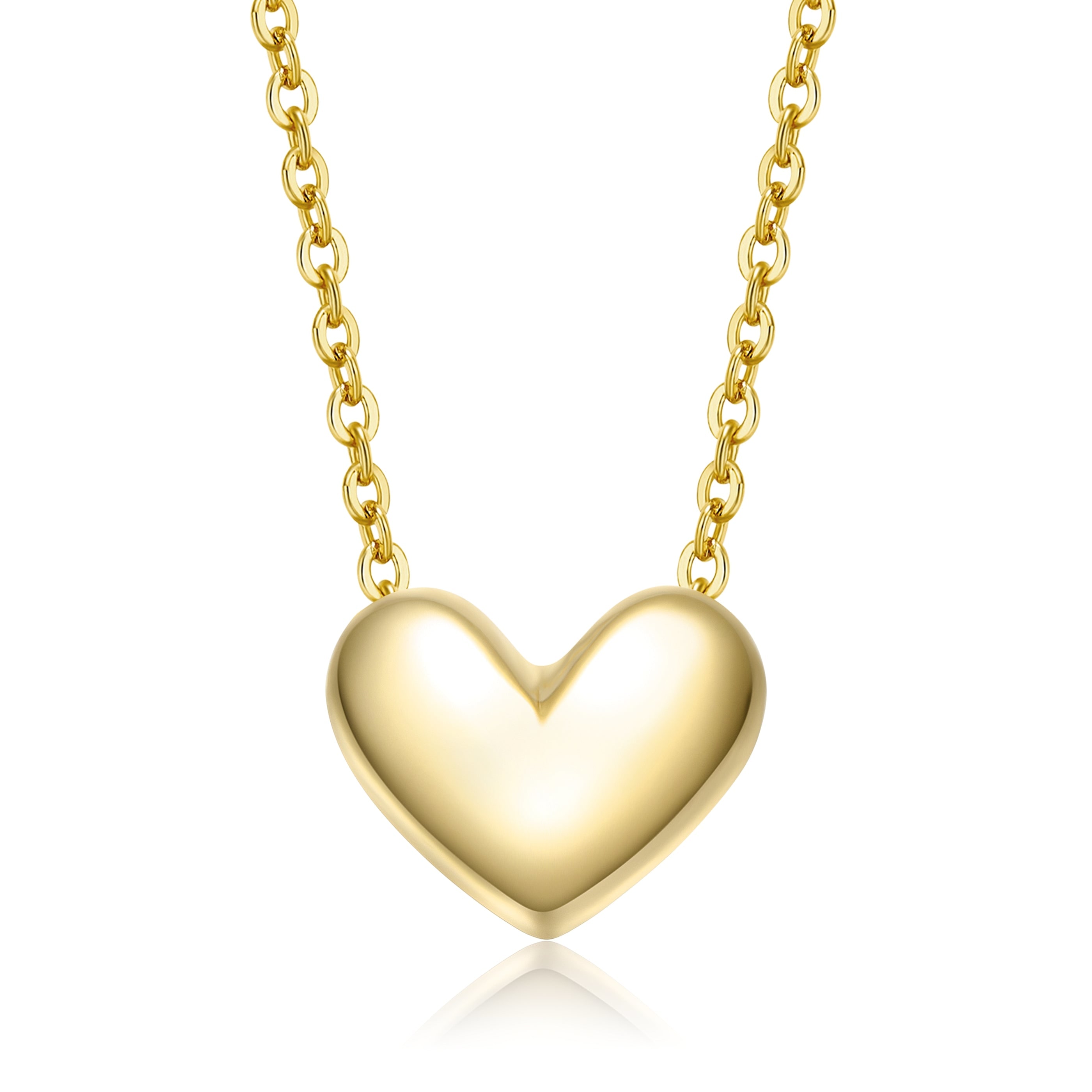 Genevive Jewelry Women's Gold Plated Minimalist Heart Pendant Necklace In Gold