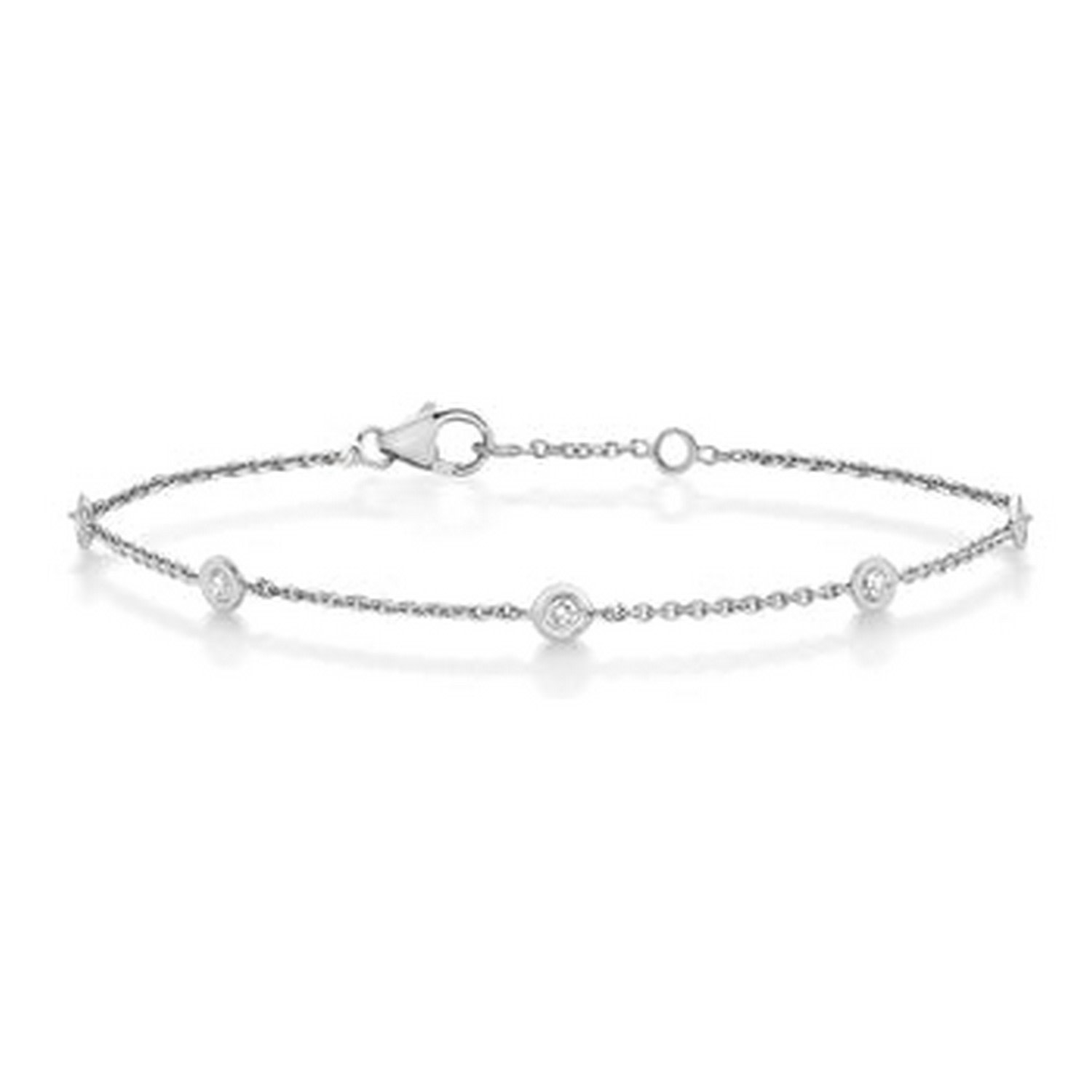 Cervin Blanc Women's Diamond Bracelet Bezel Chain By The Yard In White Gold