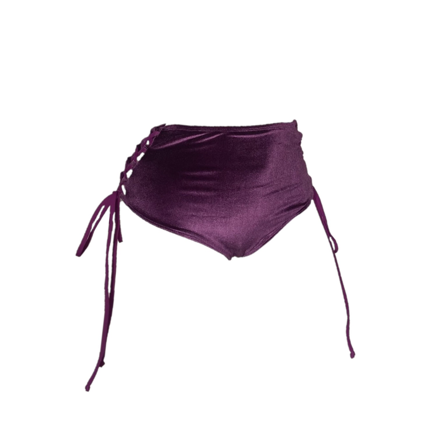 Brasini Swimwear Women's Pink / Purple Delva High Waisted Bikini Bottom - Purple Velvet In Pink/purple