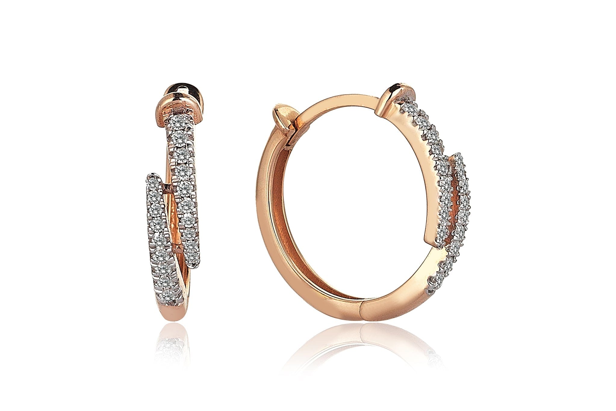 REIS JEWELLERY WOMEN'S ROSE GOLD CLAW WHITE EARRINGS