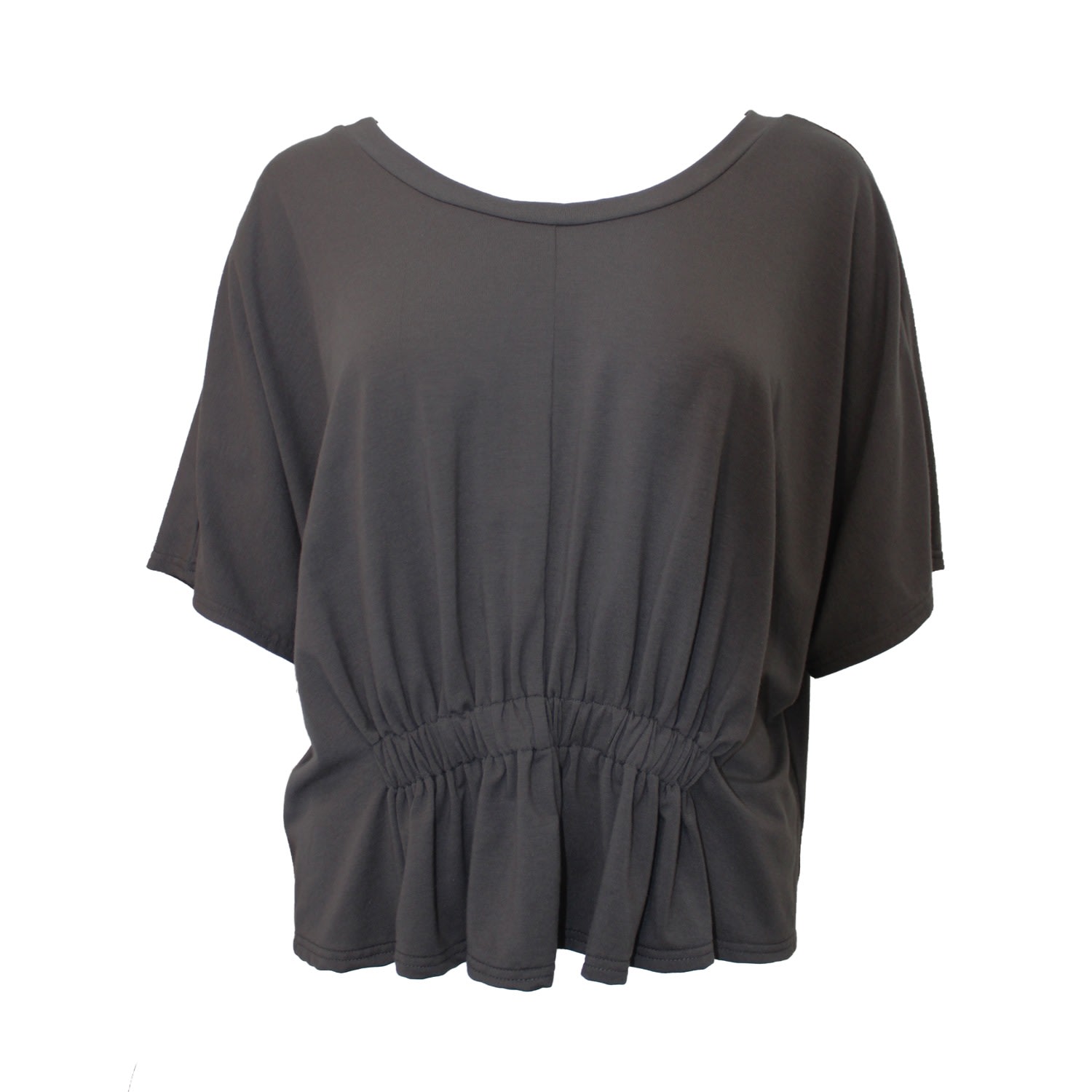 Joeleen Torvick Women's Grey Gathered Reversible Tee - Raven In Grey
