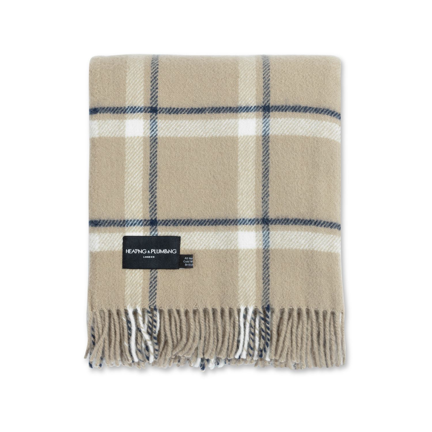 Heating & Plumbing London Neutrals Evening Tales - Pure New Wool Blanket - Checkmate Latte