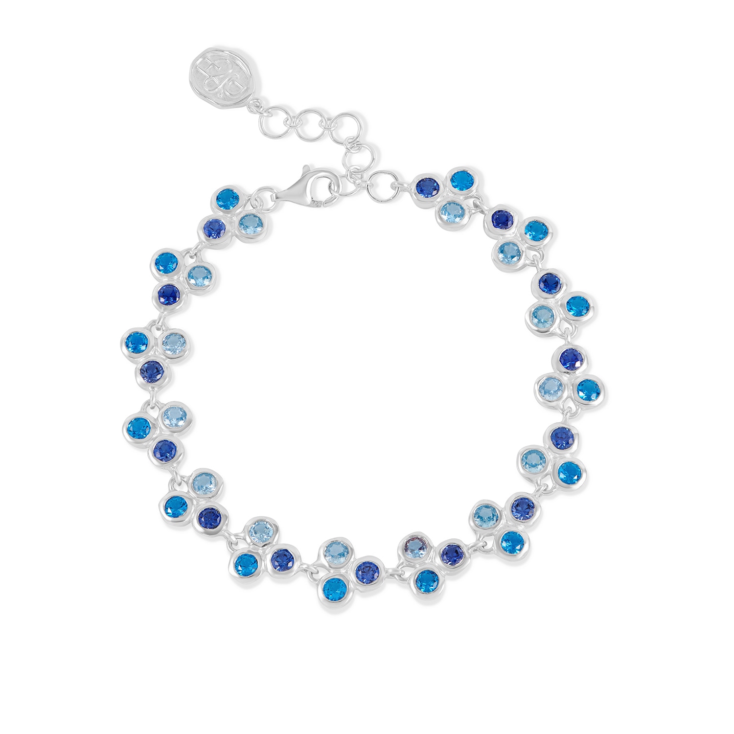 Dower & Hall Women's Silver / Blue Blues Trio Array Line Bracelet In Sterling Silver In Multi